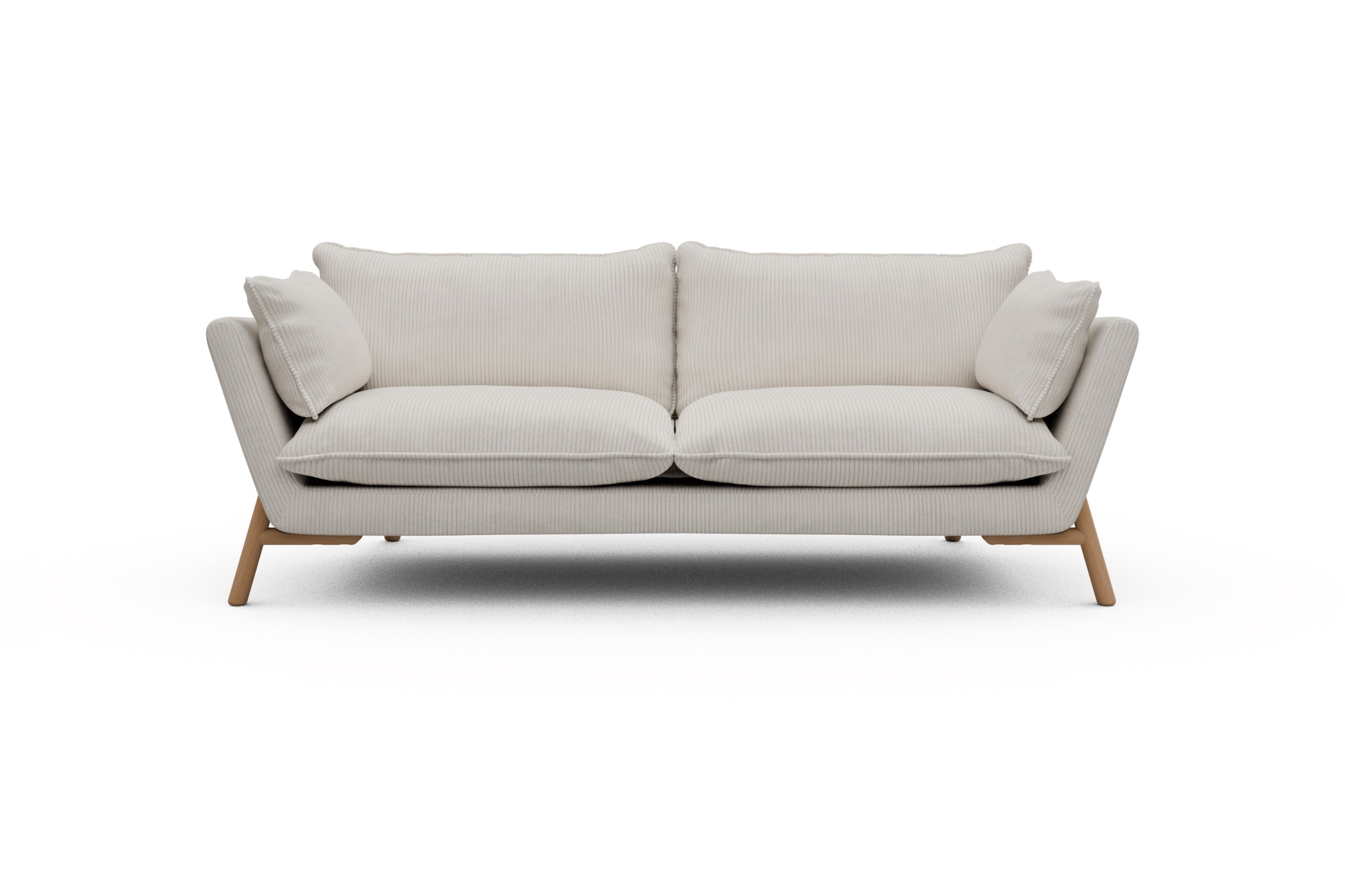 Skandi Home Sofa Emil PREMIUM 3-Sitzer Beinfarbe Eiche Natur Corduroy-Ivory moebelfaktor