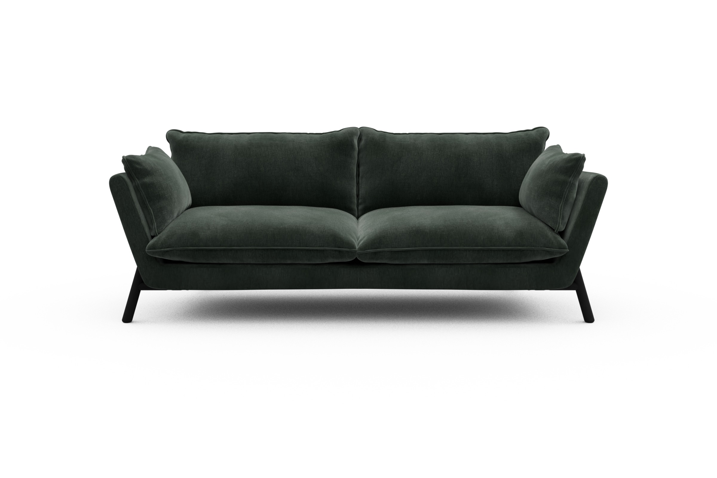 Skandi Home Sofa Emil PREMIUM 3-Sitzer Beinfarbe Eiche Schwarz Smooth-Laurel-Green moebelfaktor