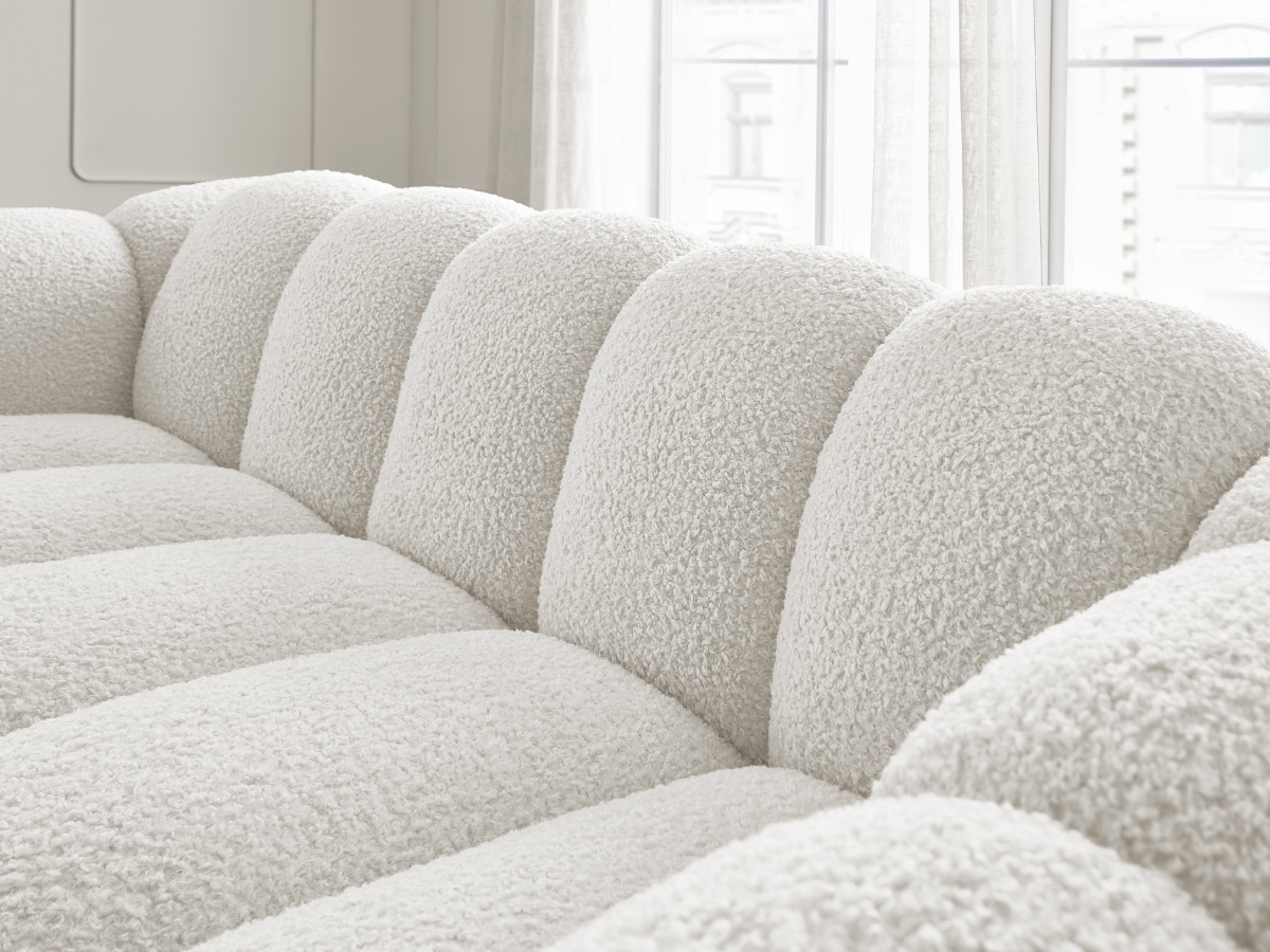 Bobochic Hippolyte Sofa 3-Sitzer Bouclé-Stoff Weiß