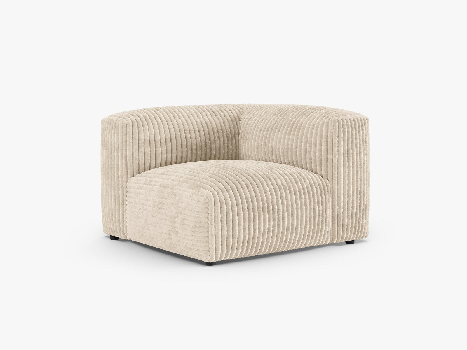 Micadoni symmetrisches Eckmodul Martina 1-Sitzer 90cm Sitztiefe Kord Tilia Helles Beige