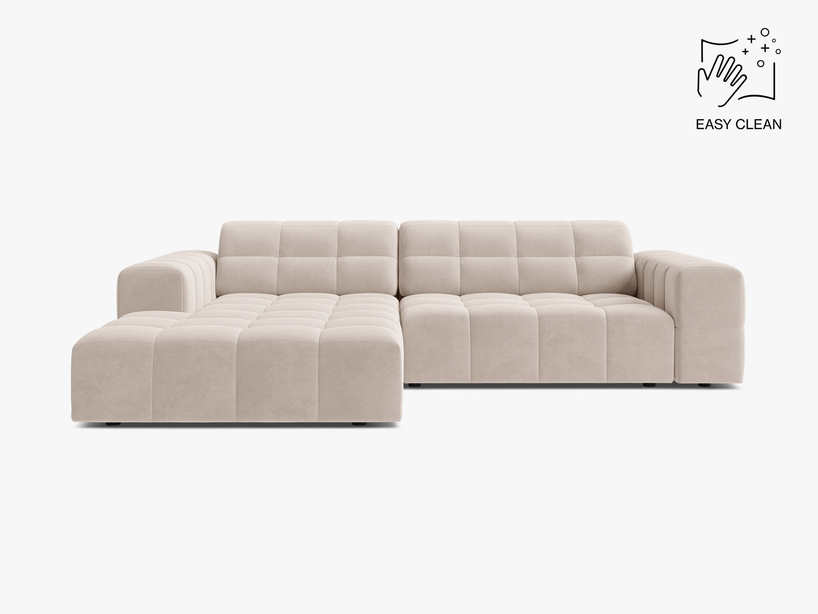 Micadoni Jennifer Ecksofa 4-Sitzer Links Samt Venus Helles Beige
