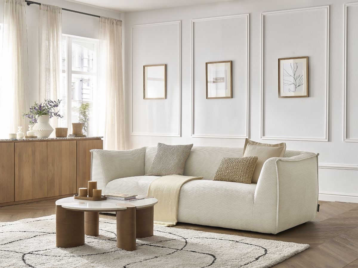 Bobochic Giorgia Sofa 3-Sitzer Cordsamt Beige