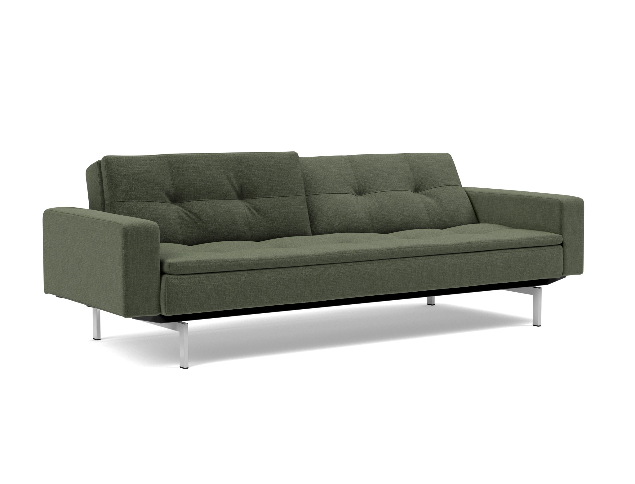 Schlafsofa Dublexo mit Armlehnen Chenille Esina 413-Olive-Green Beine Chrom