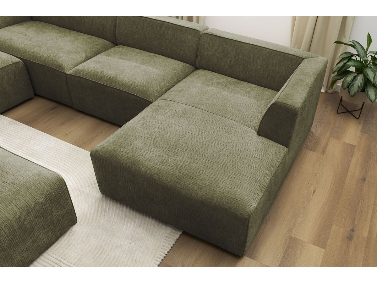 Bobochic Megeve Wohnlandschaft mit Pouf Strukturstoff Grün Ecke rechts
