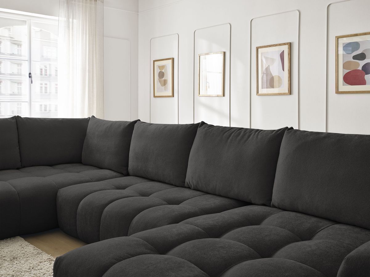 Bobochic Everest Wohnlandschaft, 6 Kissen Strukturstoff Schwarz Ecke rechts