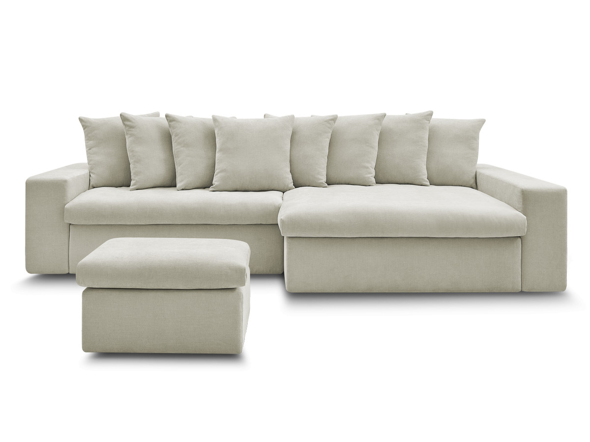 Bobochic Enore Ecksofa mit Pouf Stoff Beige Ecke rechts