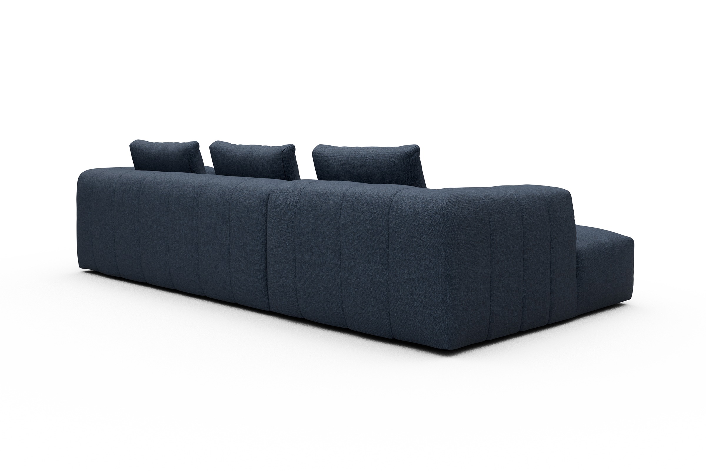 Ecksofa Hugo 2,5-Sitzer Armlehne rechts mit Chaiselongue Sama-Deep-Blue