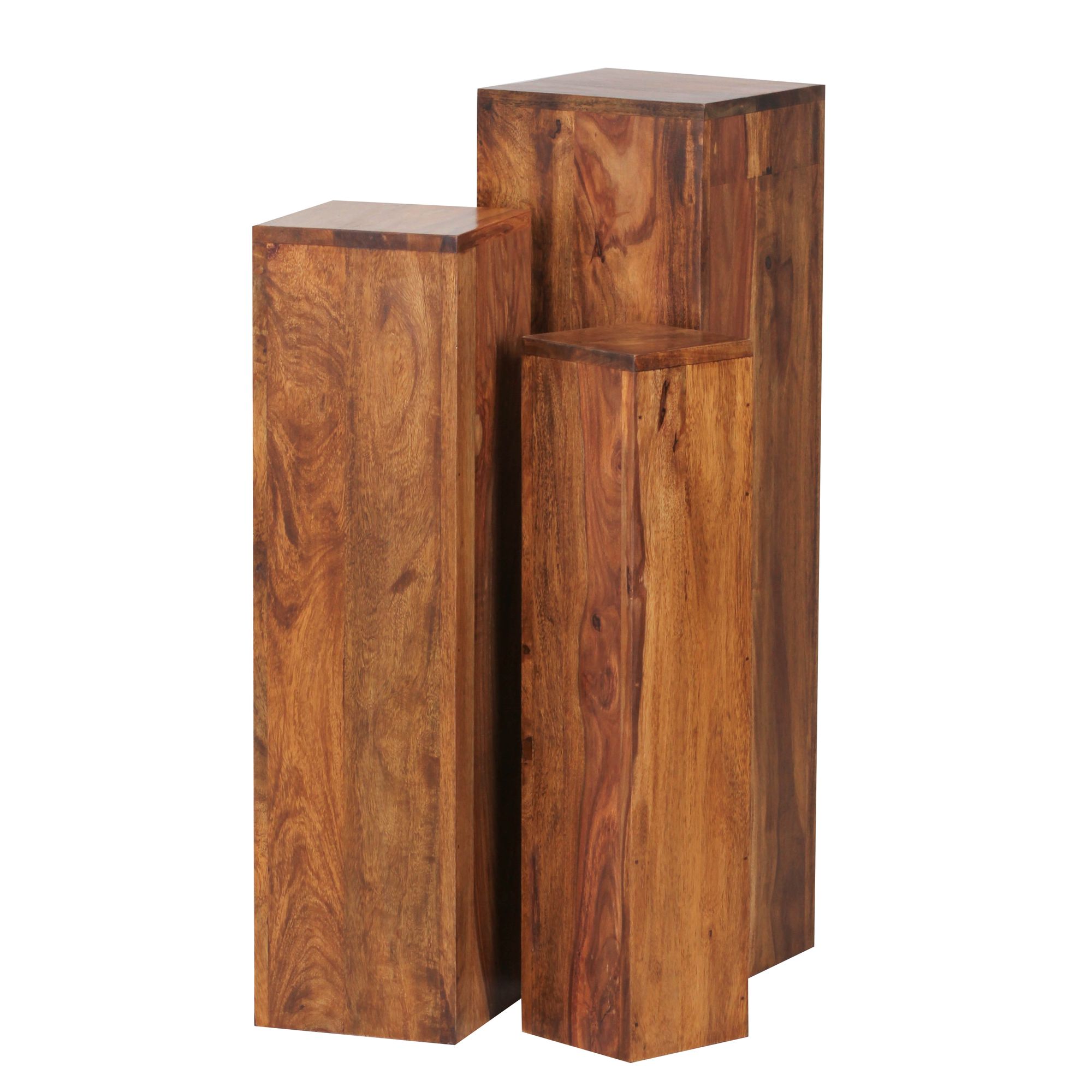 Satztisch 3er-Set Vardal Massivholz Sheesham 24 × 24 × 85 cm