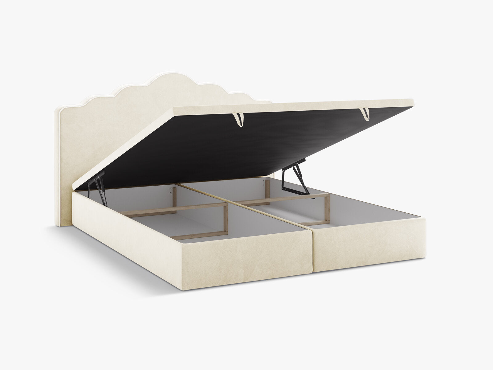 Micadoni Dream Boxspringbett mit Bettkasten und Kopfteil Samt Magic Velvet Elfenbein 140x200