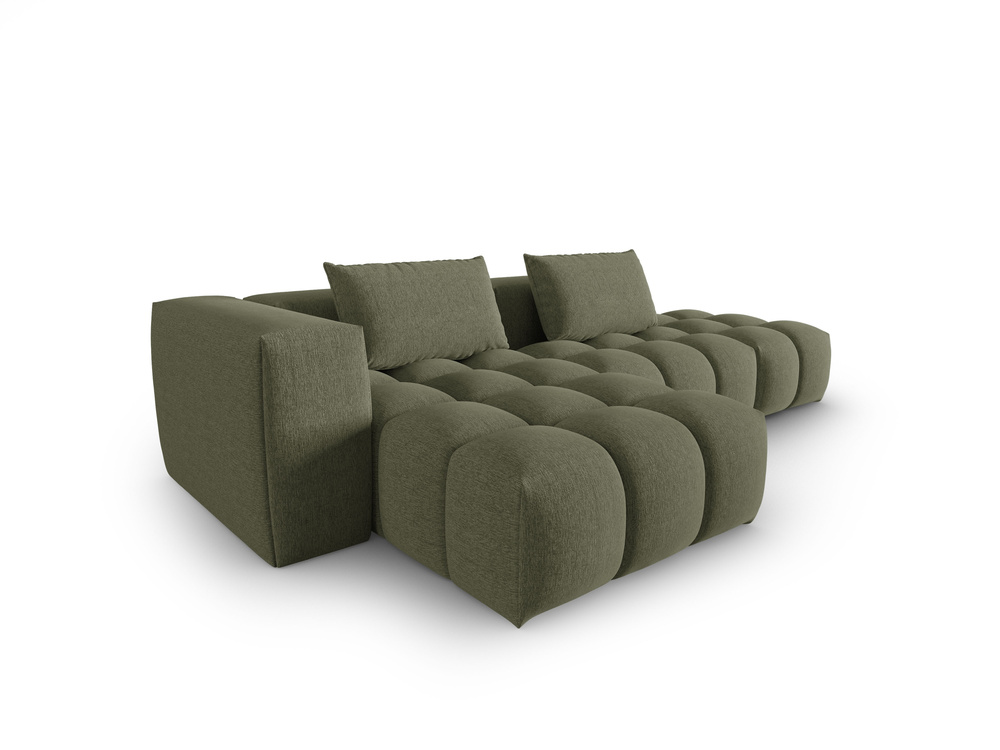 Cosmopolitan Design Ecksofa Verona 4-Sitzer offen Strukturierter Stoff Sorella Dunkles Olivgrün Links