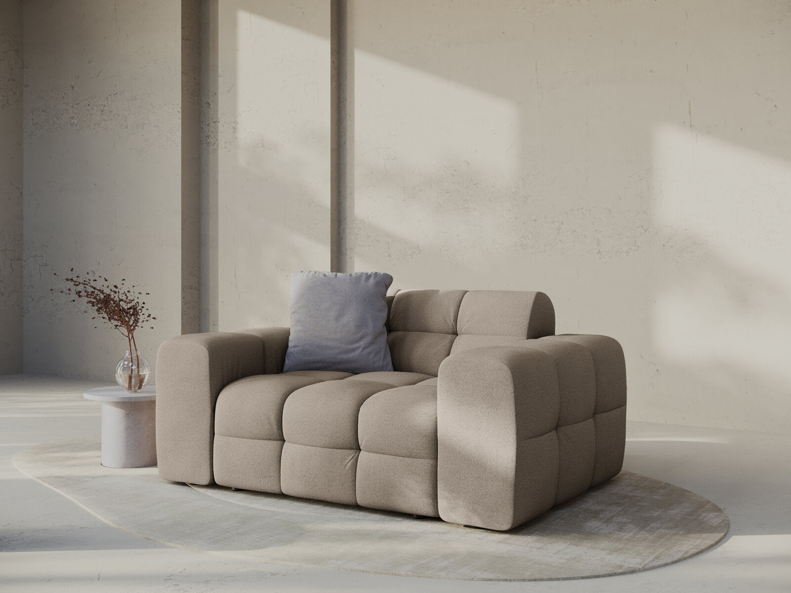 Micadoni Sofa Kendal 2-Sitzer Strukturierter Stoff Dunkelbeige