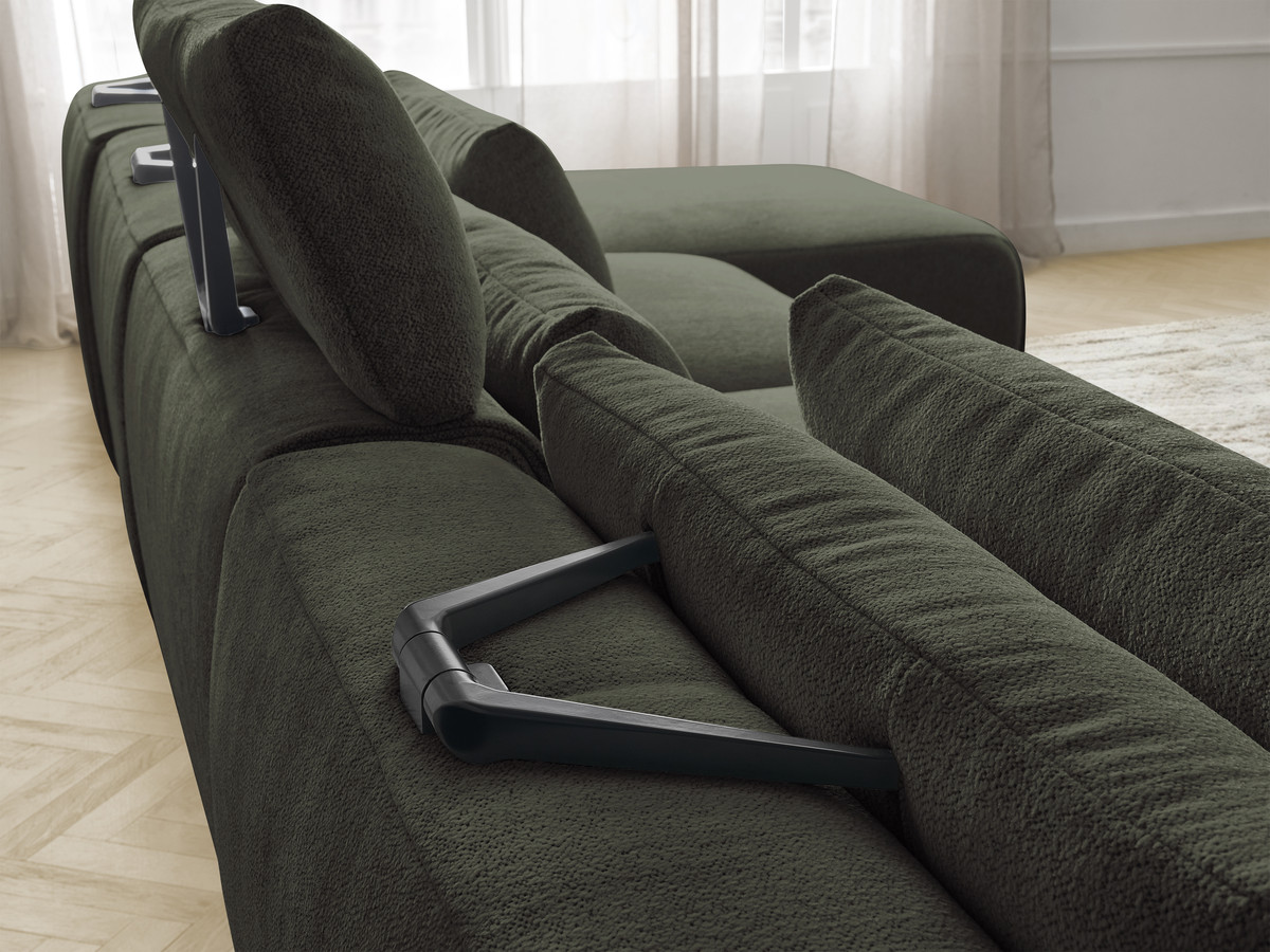 Bobochic Jana Wohnlandschaft mit großem Pouf Melange-Stoff Grün
