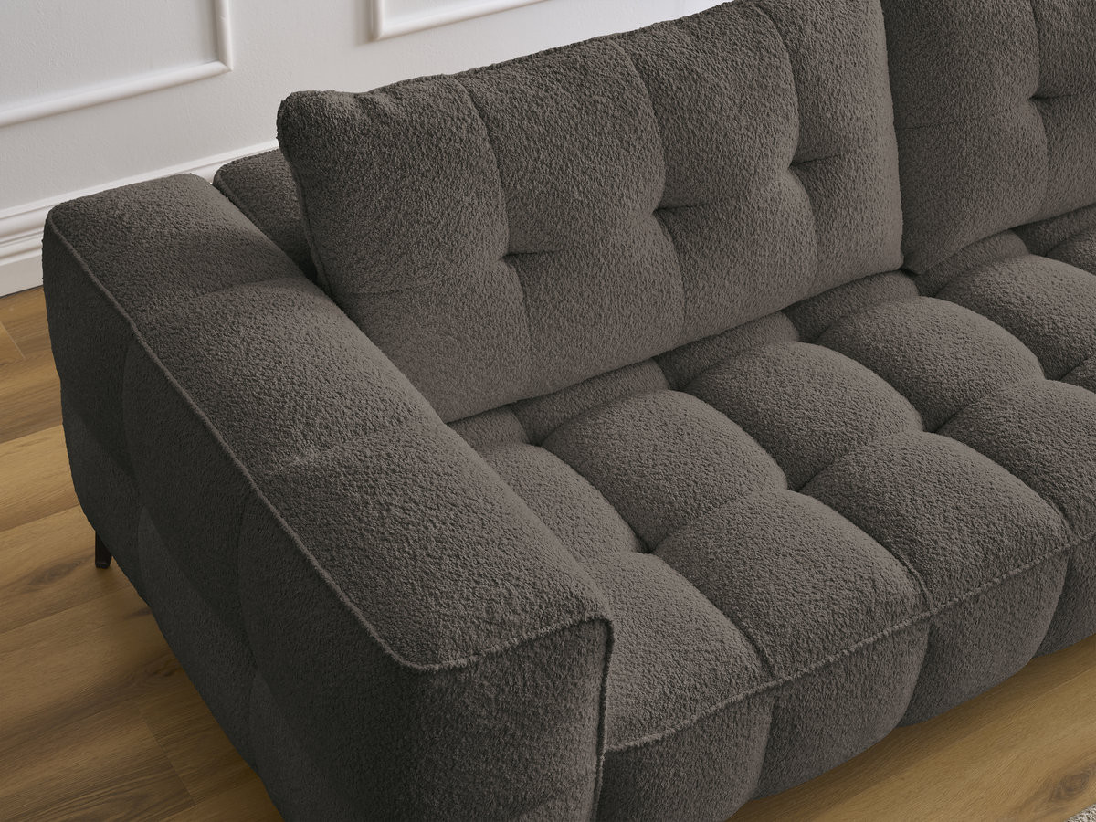 Bobochic Anis Sofa 3-Sitzer mit Pouf Bouclé-Stoff Braun