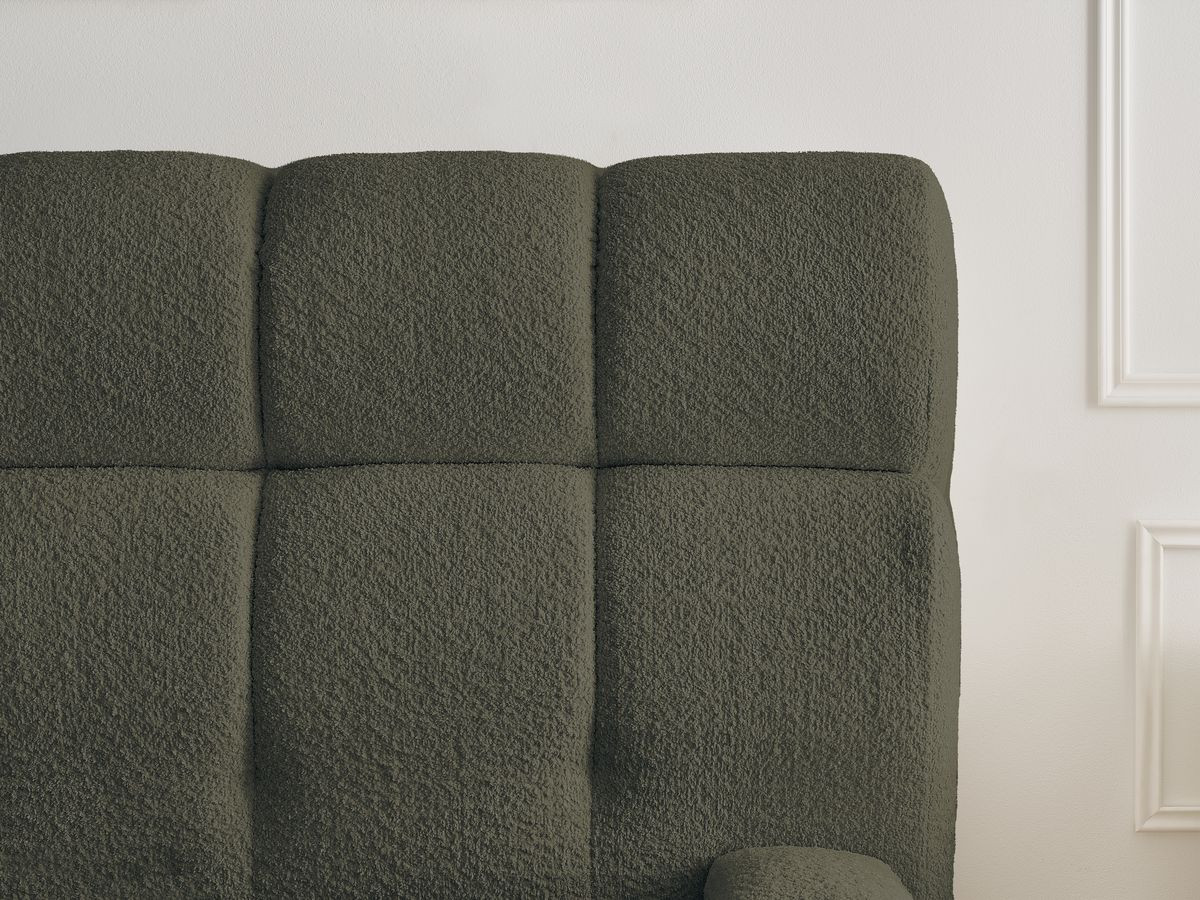 Bobochic Mont-blanc Polsterbett mit Bettkasten Bouclé-Stoff Grün, Liegefläche 160 × 200 cm