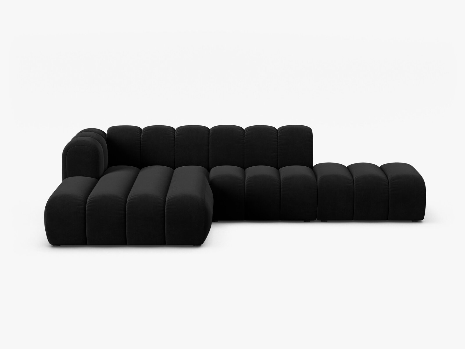 Micadoni Modulares Ecksofa offen Lupine 5-Sitzer Links Samt Salvador Schwarz