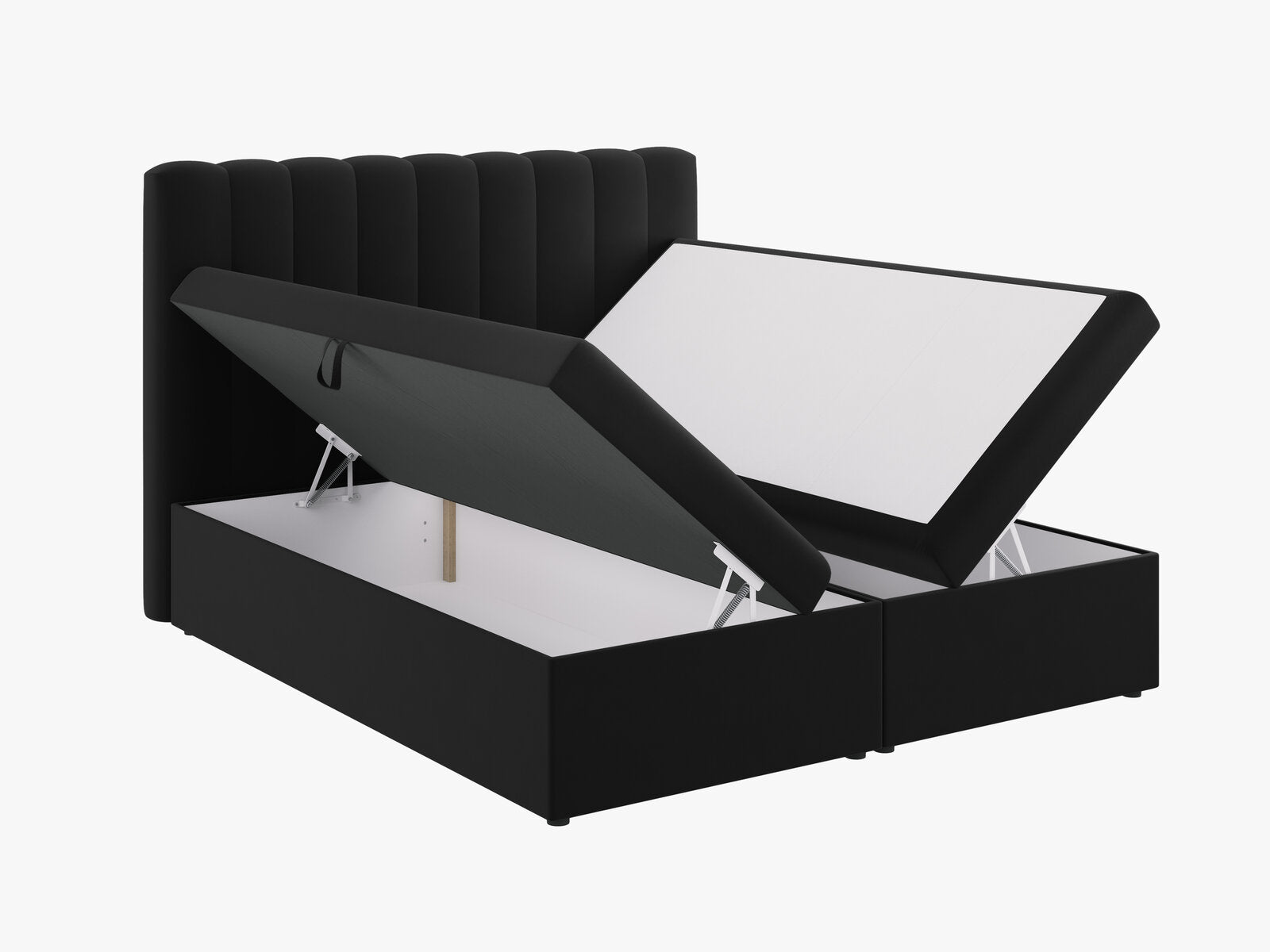 Micadoni Boxspringbett Kelp Samt Schwarz 180x200