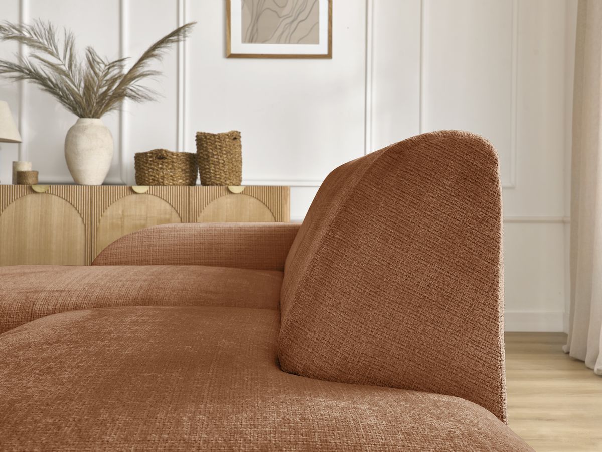Bobochic Sirius Ecksofa 405 × 170 cm Strukturstoff Orange Ecke links