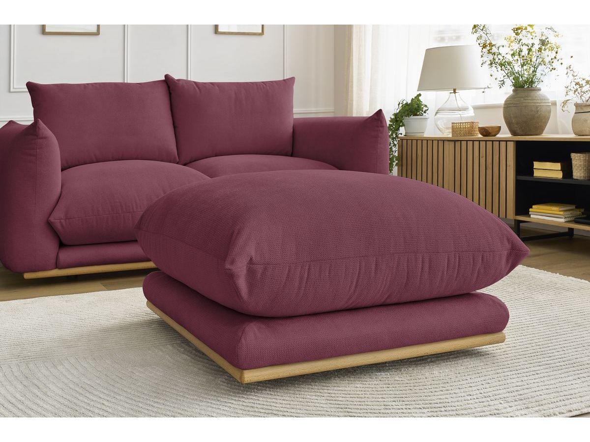 Bobochic Ernest Sofa 3-Sitzer mit Pouf 193 × 106 cm Stoff Rot