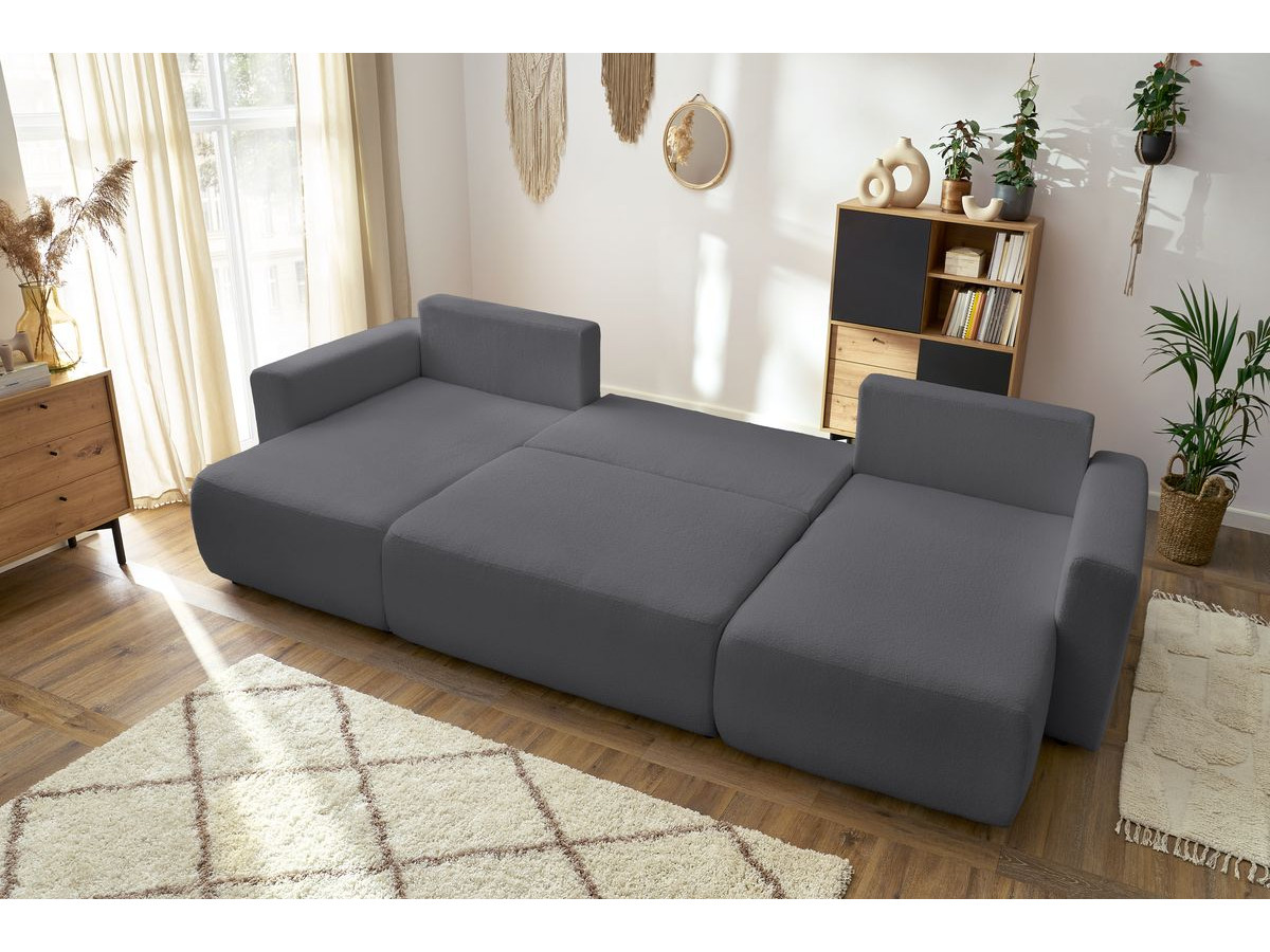 Bobochic Envy Wohnlandschaft Bouclé-Stoff Dunkelgrau