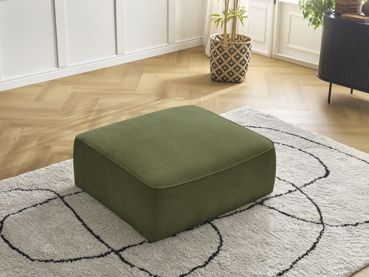 Bobochic Leopold Pouf Strukturstoff Dunkelgrün