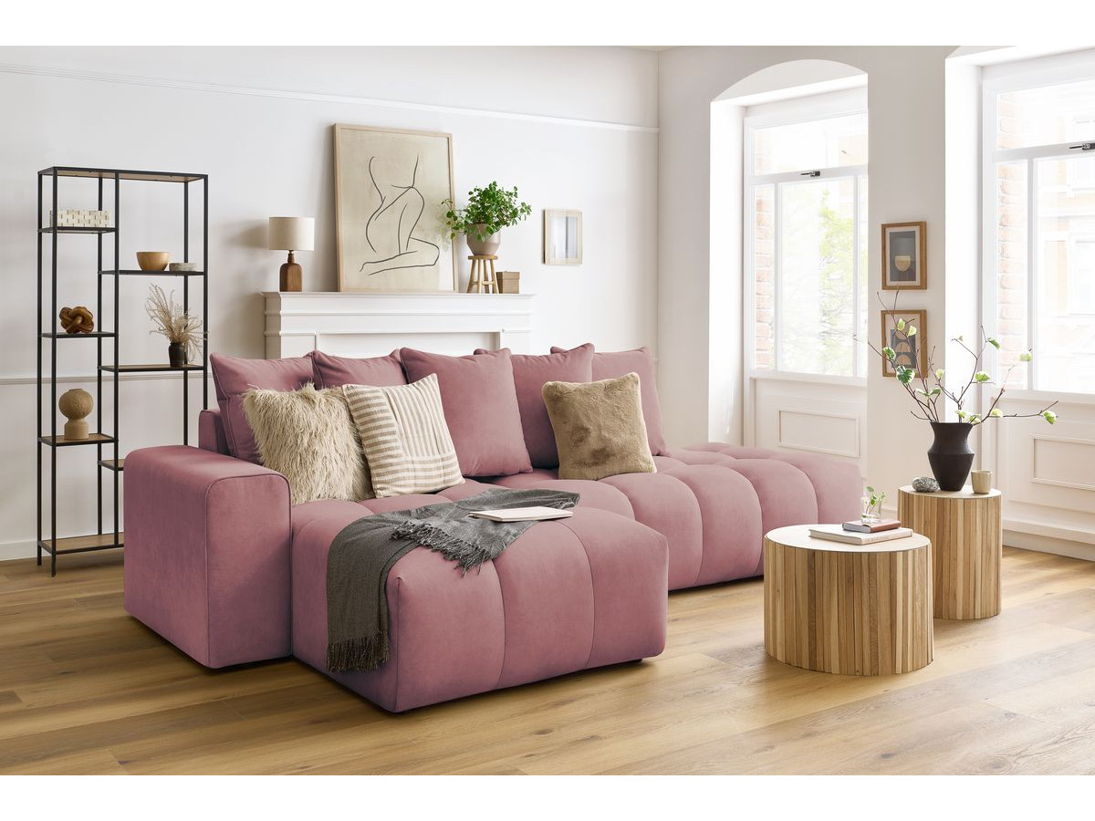 Bobochic Mont-blanc Ecksofa Samt Rosa Ecke links