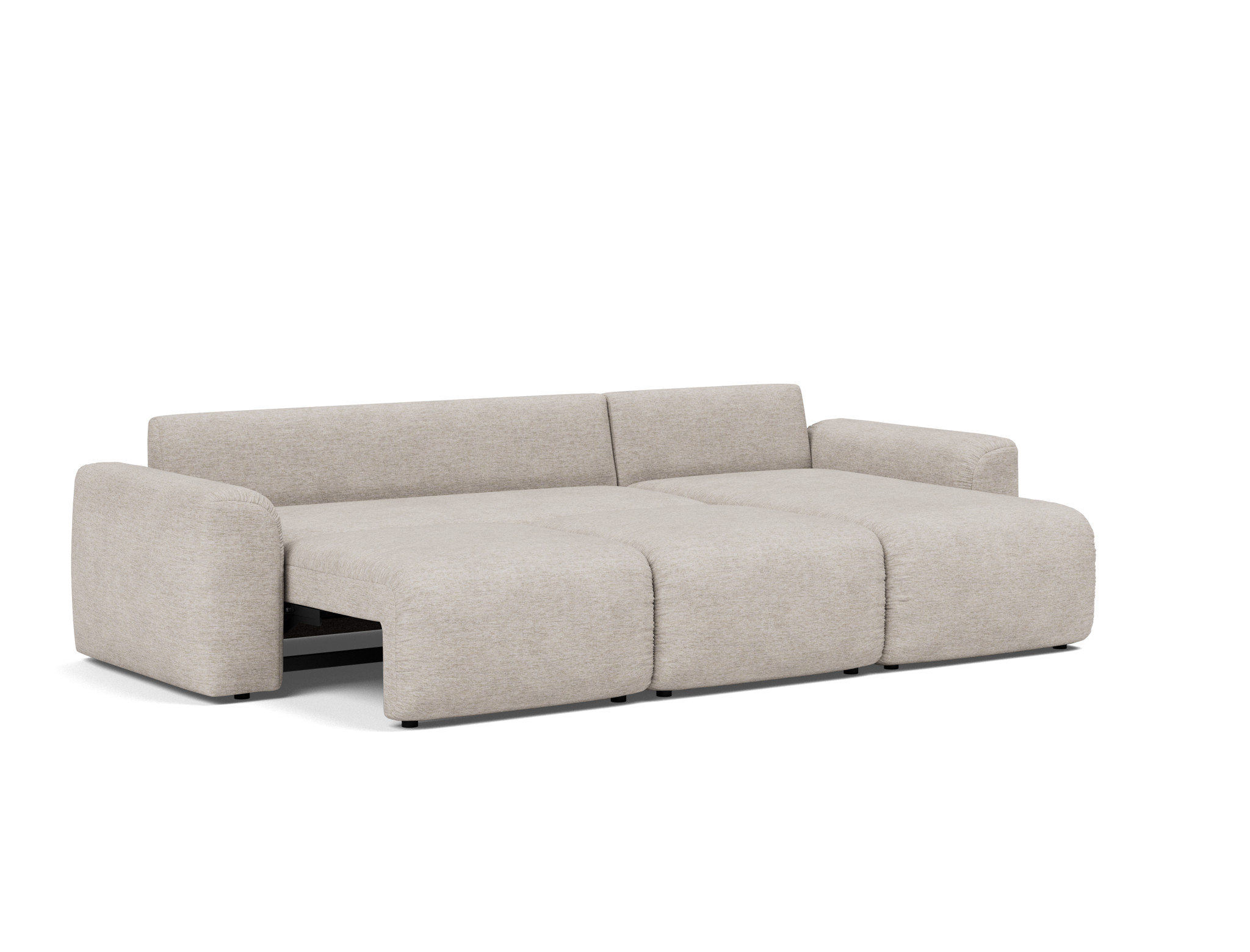 Schlafsofa Norum mit Chaiselongue und Chunky-Armlehnen Chenille Yuveno 471-Sand