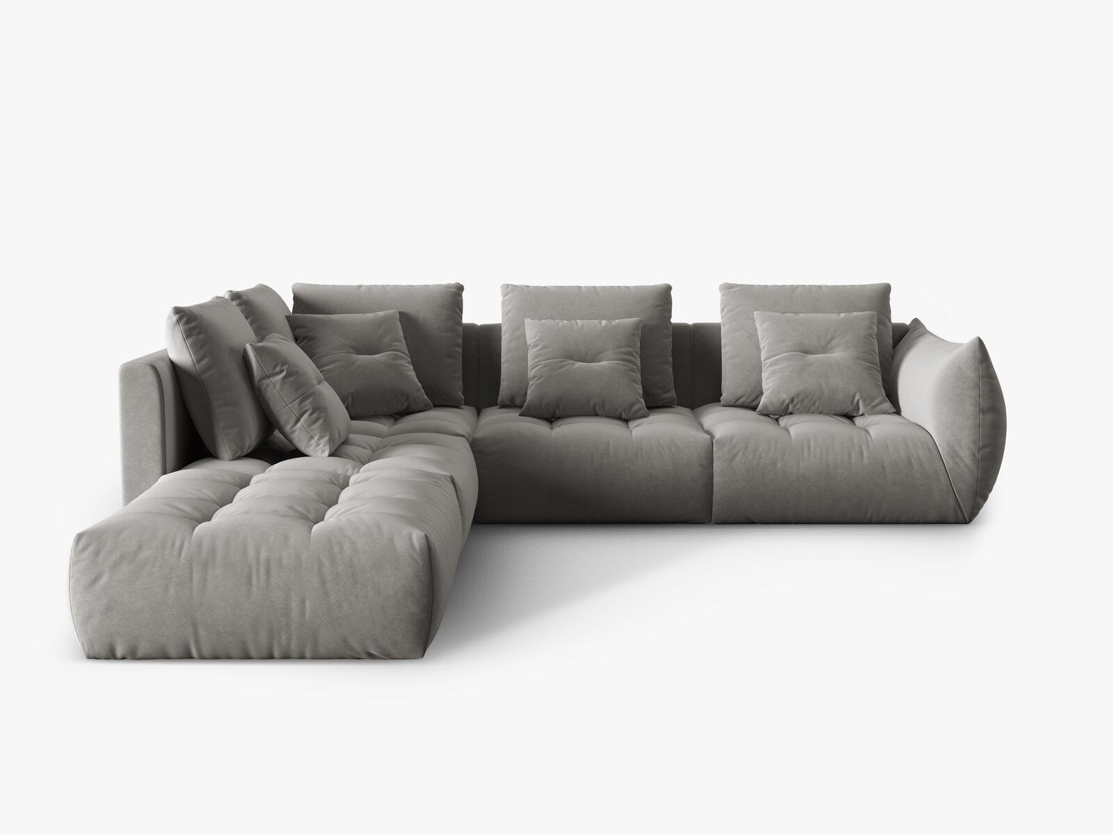 Micadoni Ecksofa Bloom 5-Sitzer Links Samt Grau
