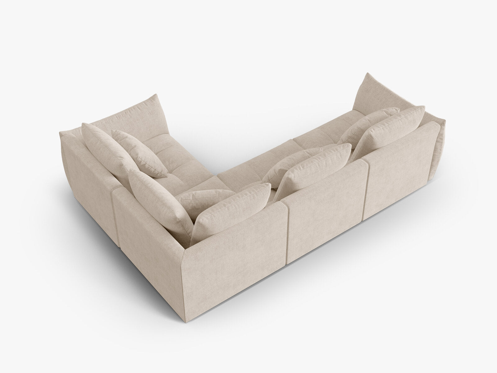 Micadoni Ecksofa Bloom 4-Sitzer Strukturierter Stoff Wind Helles Beige Rechts