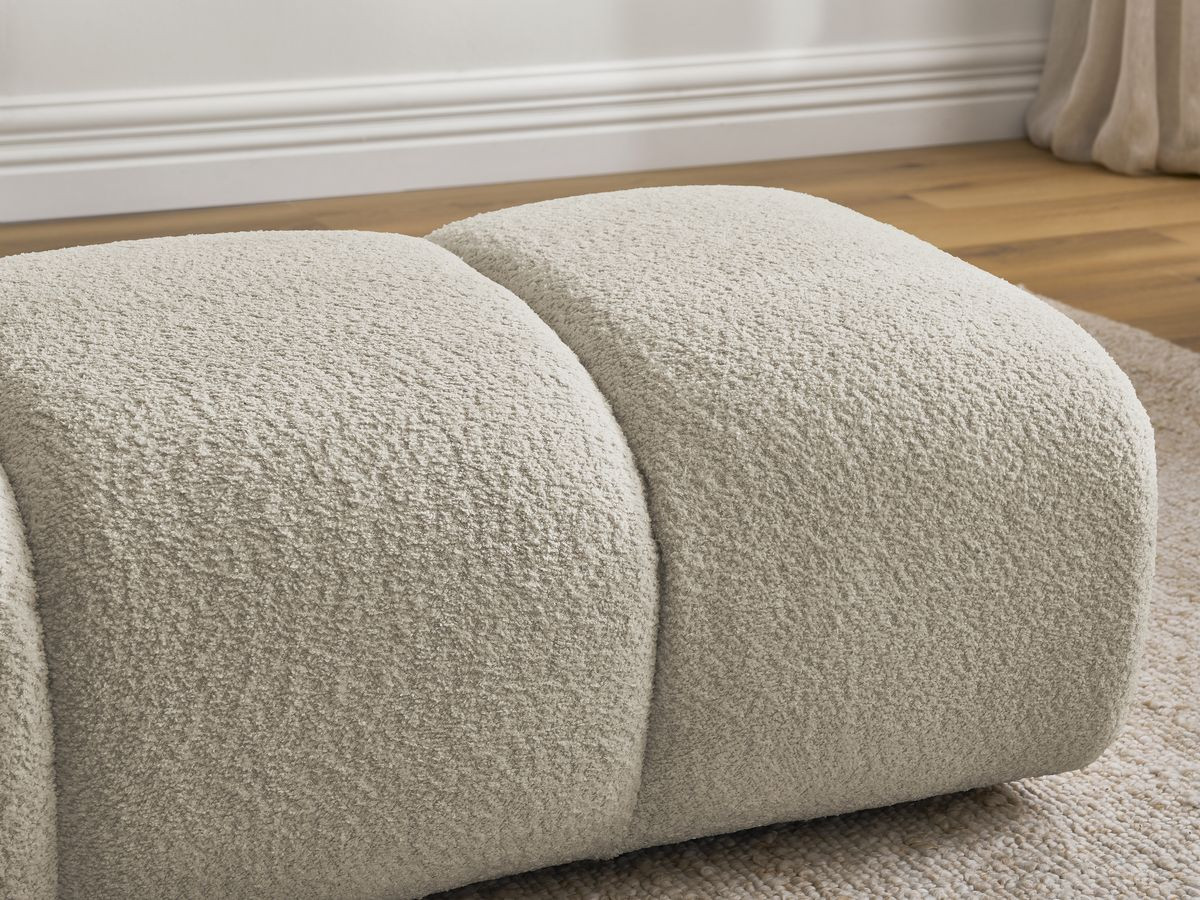 Bobochic Pamira Pouf Bouclé-Stoff Beige