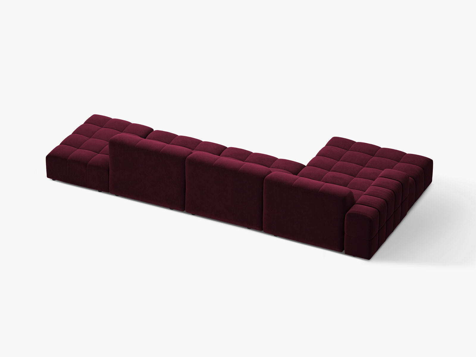 Micadoni Ecksofa Jennifer 5-Sitzer Links Samt Venus Burgunder
