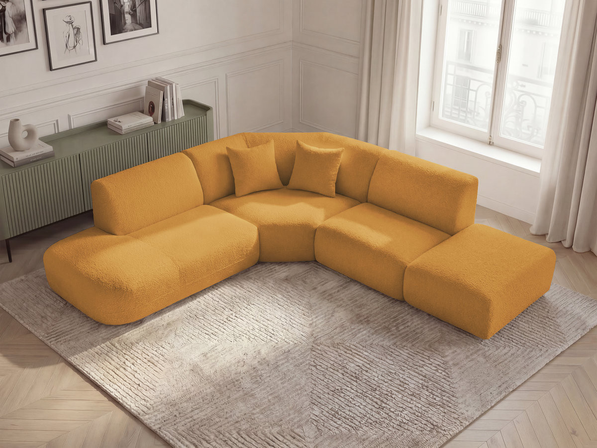 Bobochic Anda Ecksofa 279 × 264 cm Chenille Gelb Ecke links