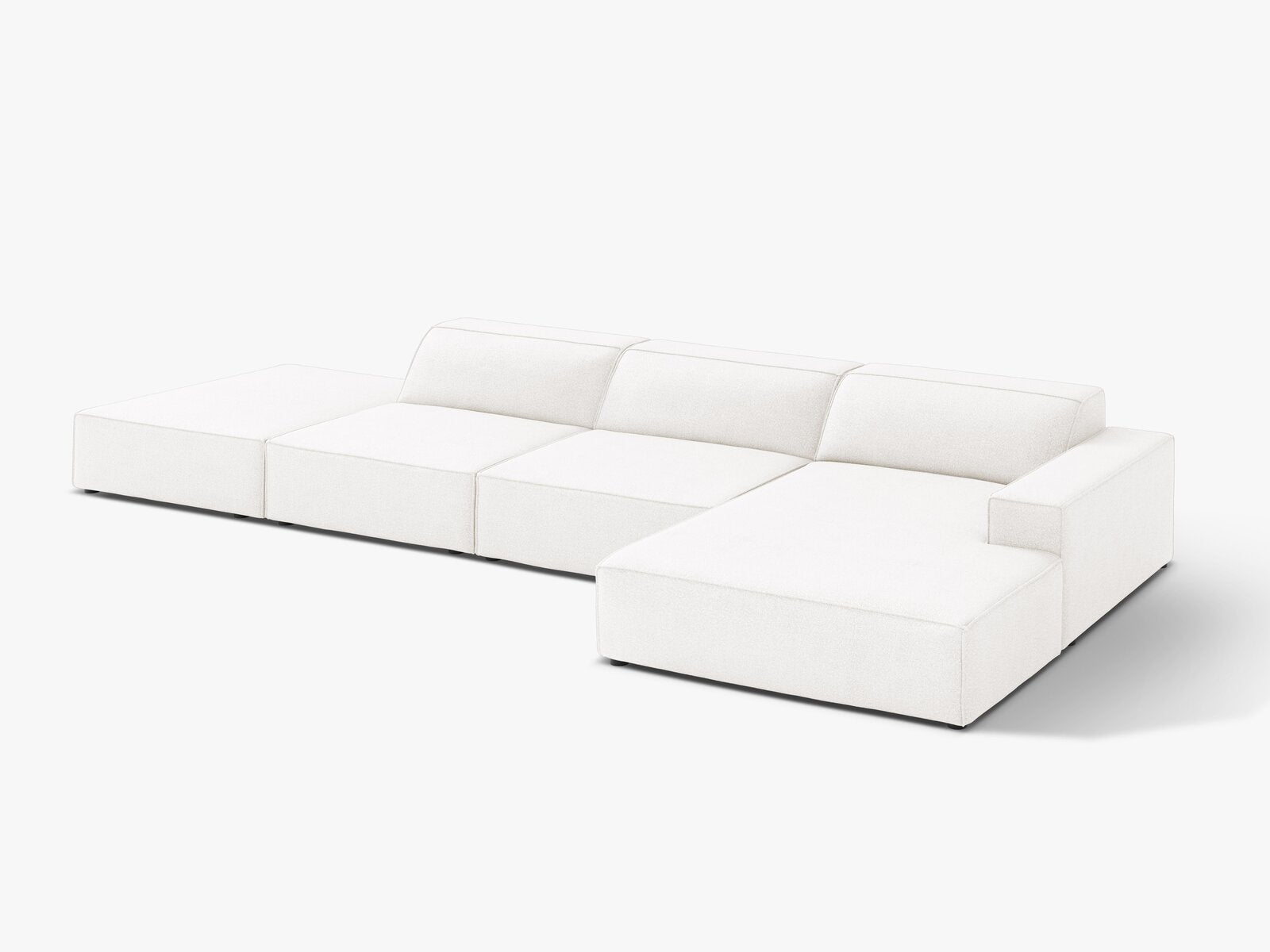 Micadoni Ecksofa Jodie 5-Sitzer Rechts Boucle Baloo Weiß