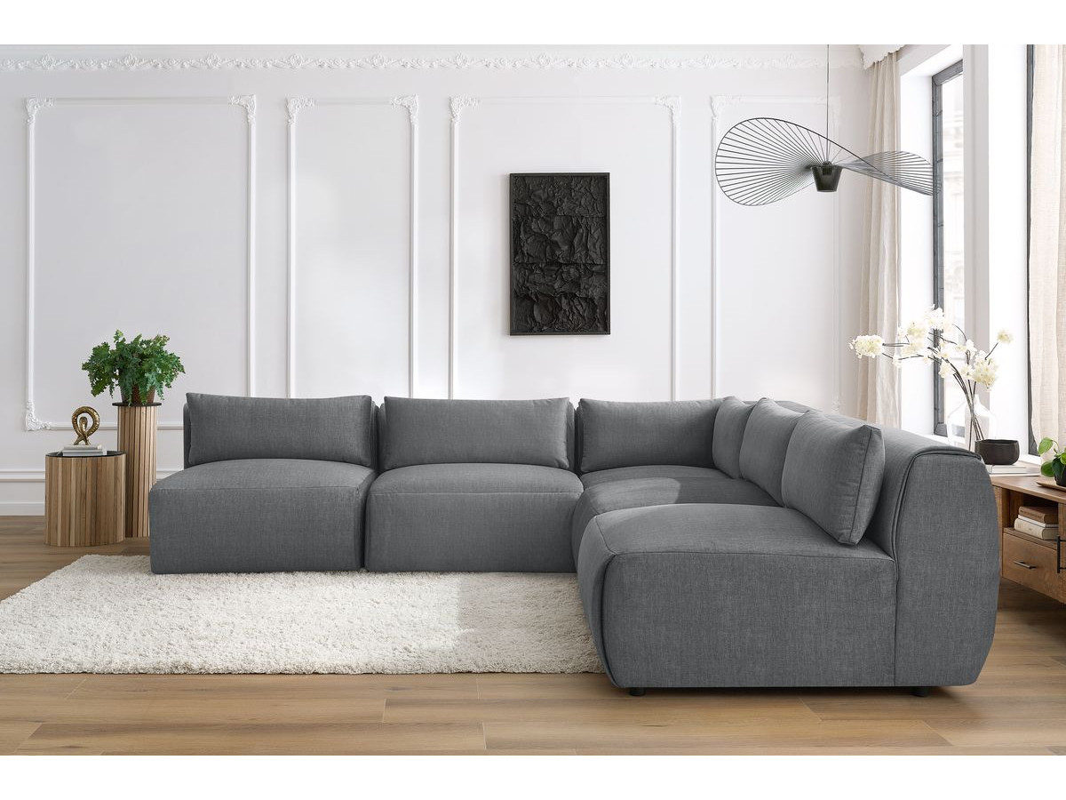 Bobochic Jeanne Ecksofa 299 × 299 cm Samt Dunkelgrau