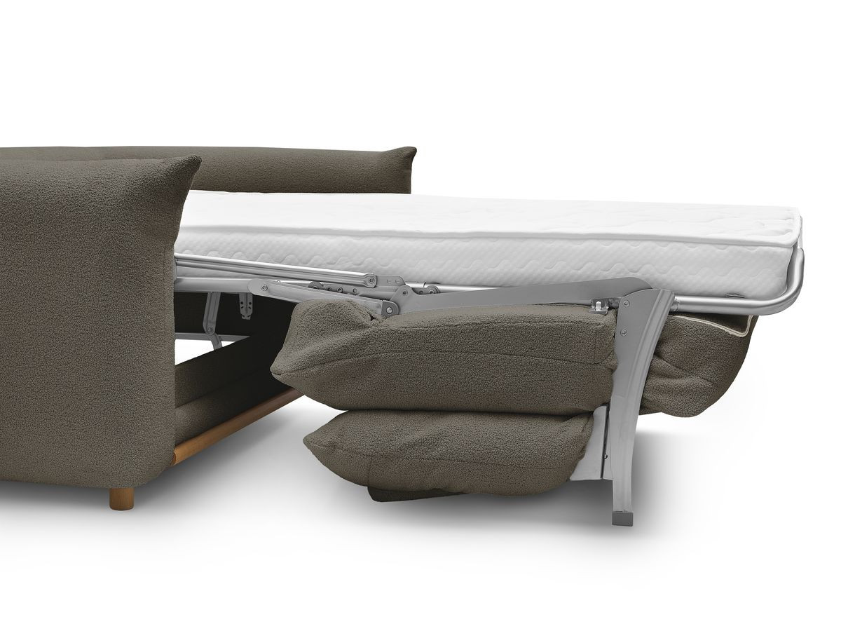 Bobochic Ernest Schlafsofa 3-Sitzer, Liegefläche 190 × 140 / 160 cm Bouclé-Stoff Braun, Liegefläche 140 × 190 cm