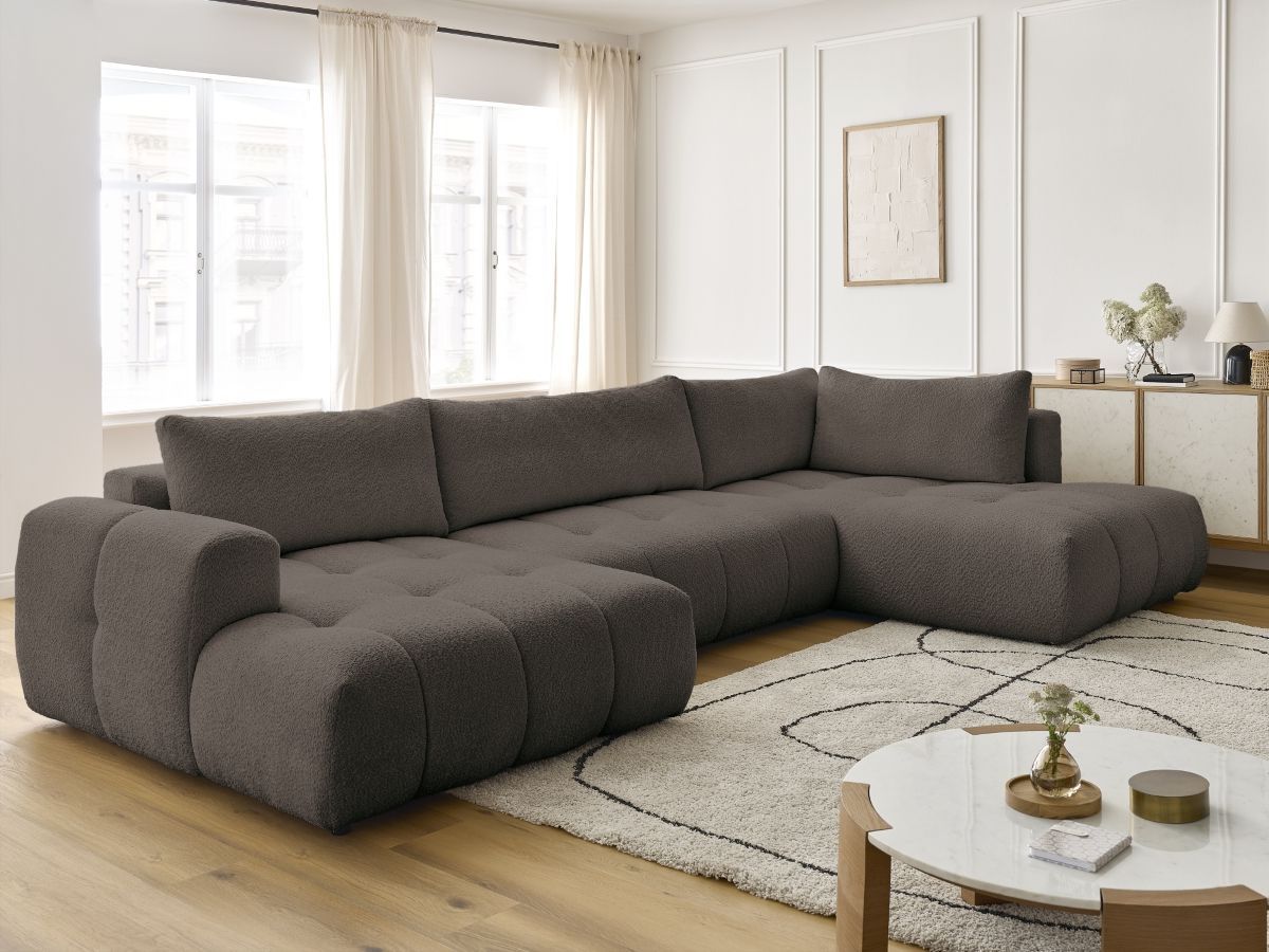 Bobochic Fuji Wohnlandschaft Bouclé-Stoff Braun Ecke links