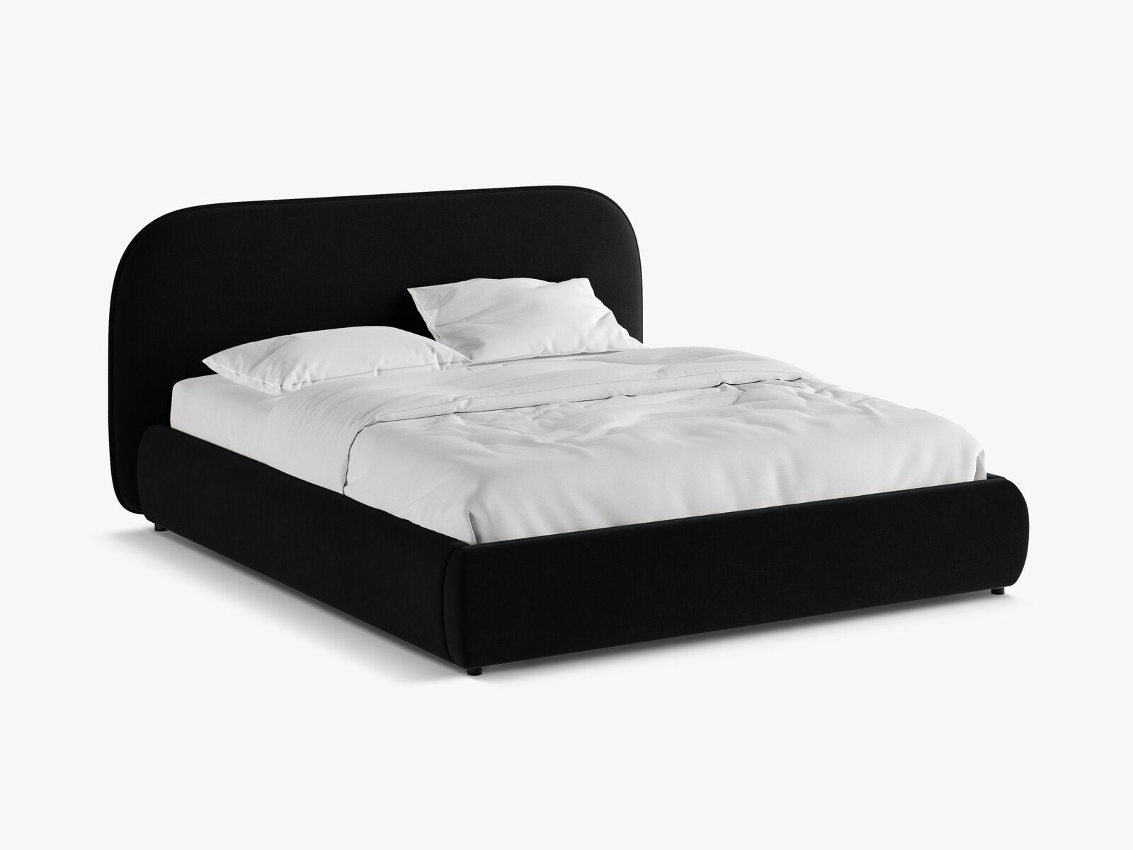 Micadoni Murada Bett mit Kopfteil Samt Salvador Schwarz 180x200