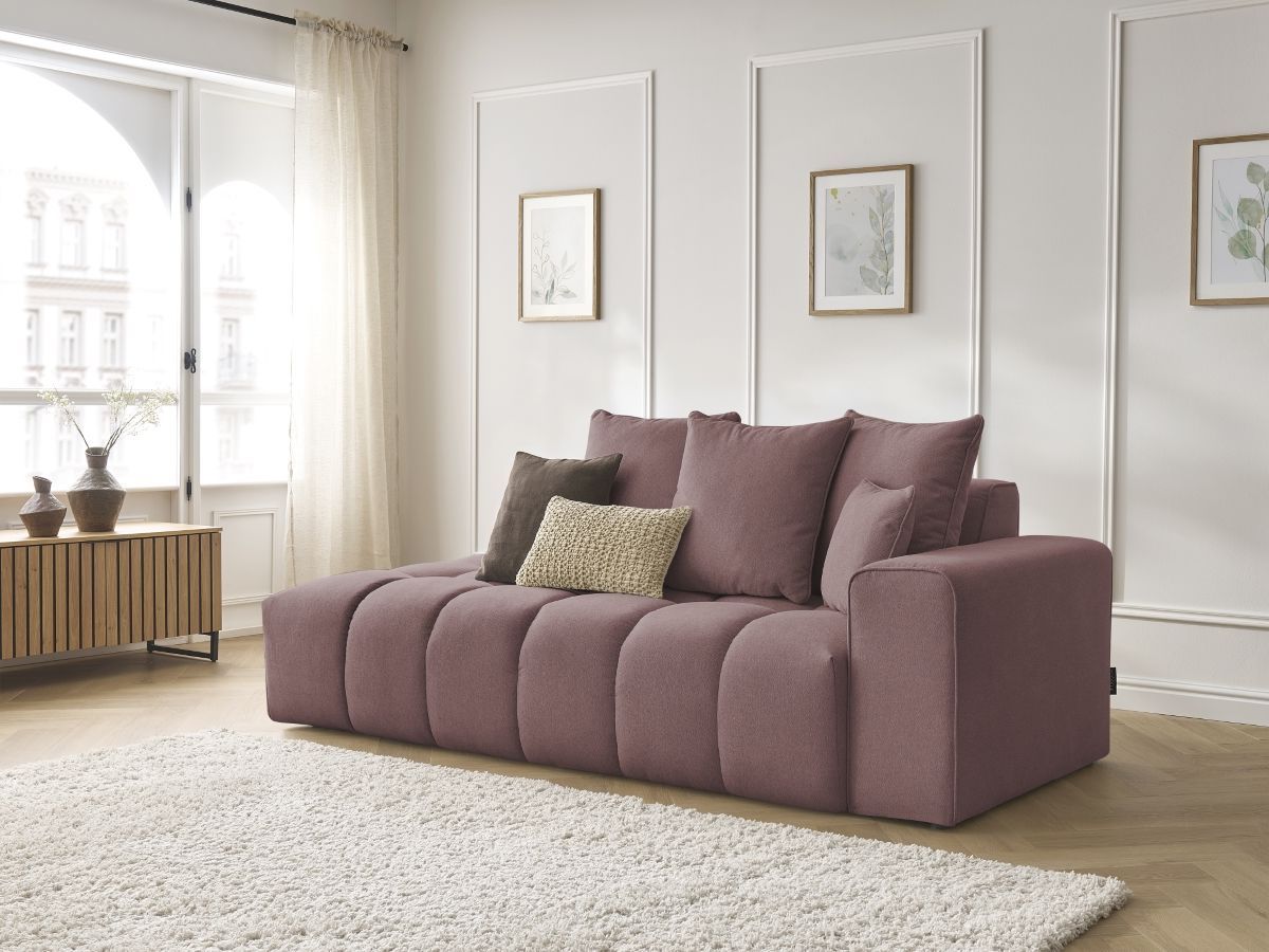 Bobochic Mont-blanc Sofa 4-Sitzer Melange-Stoff Rosa Armlehne rechts