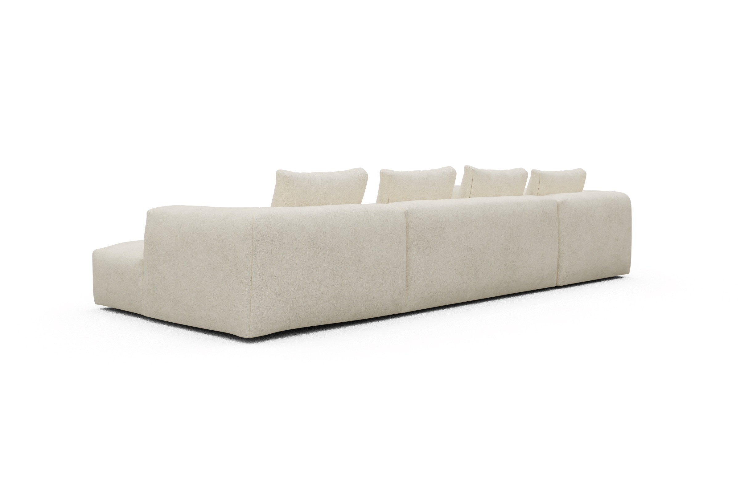 Wohnlandschaft Fred Chaiselongue rechts mit 2-Sitzer und lange Armlehne links Boucle-Off-White