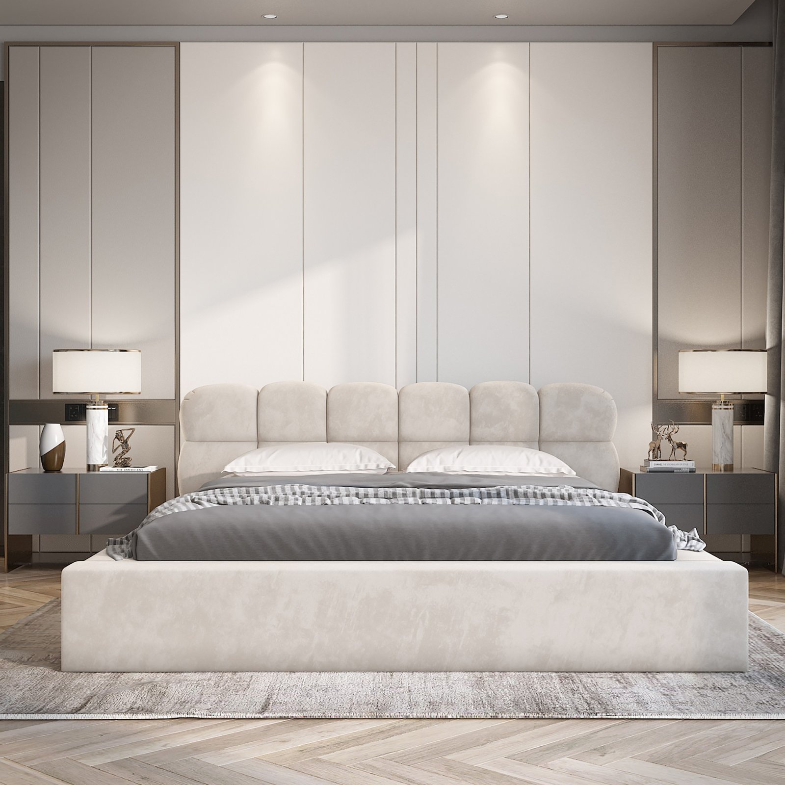 Polsterbett Vento-New Chenille 140x200 mit Metallrahmen Ditra-New 20
