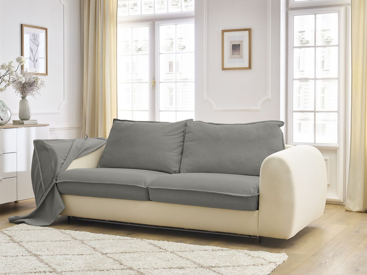 Bobochic Archimede Schlafsofa 3-Sitzer Stoff Dunkelgrau, Liegefläche 140 × 194 cm