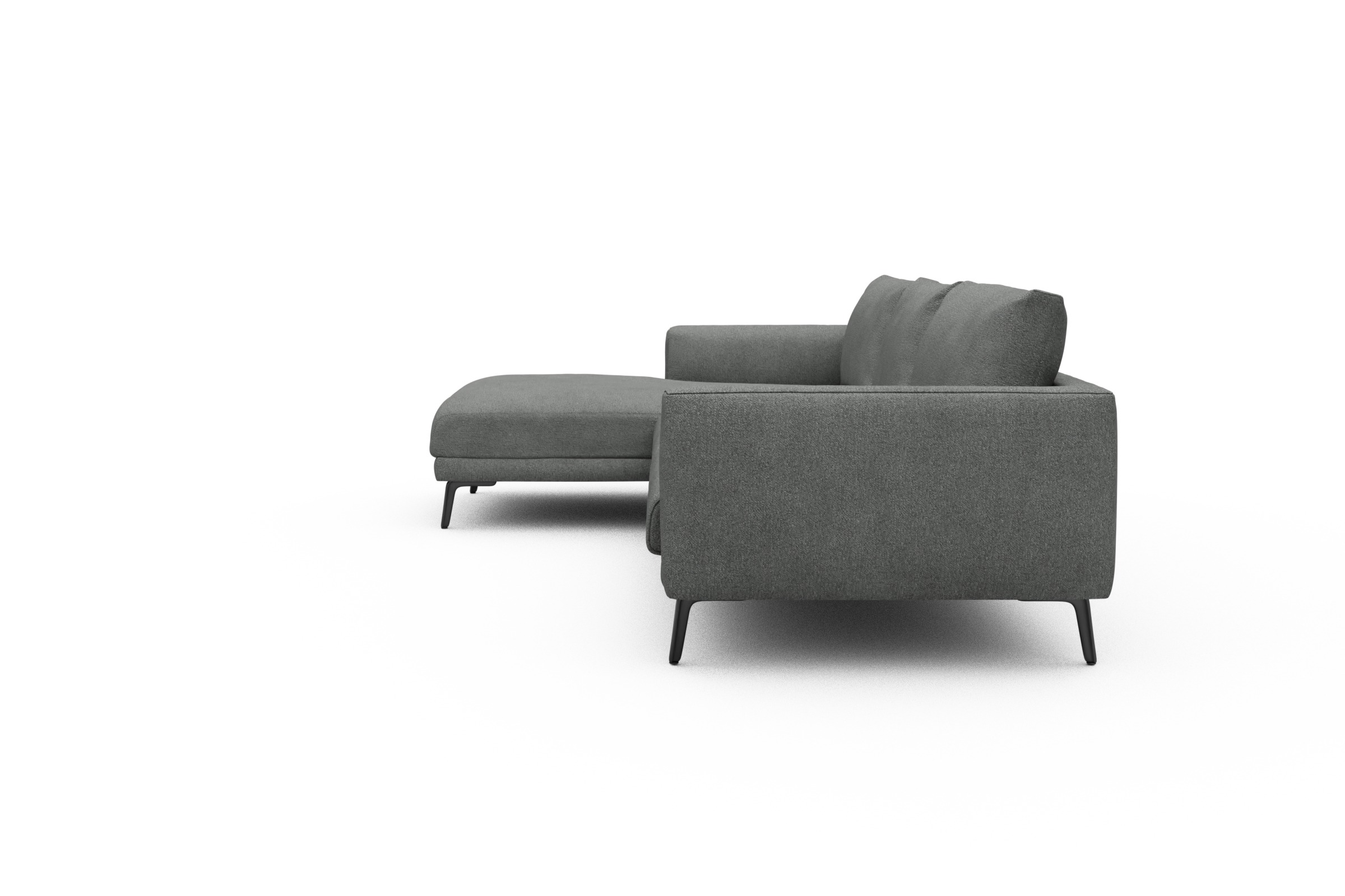 Ecksofa Karl Chaiselongue links mit 2,5-Sitzer Boucle-Ash-Grey
