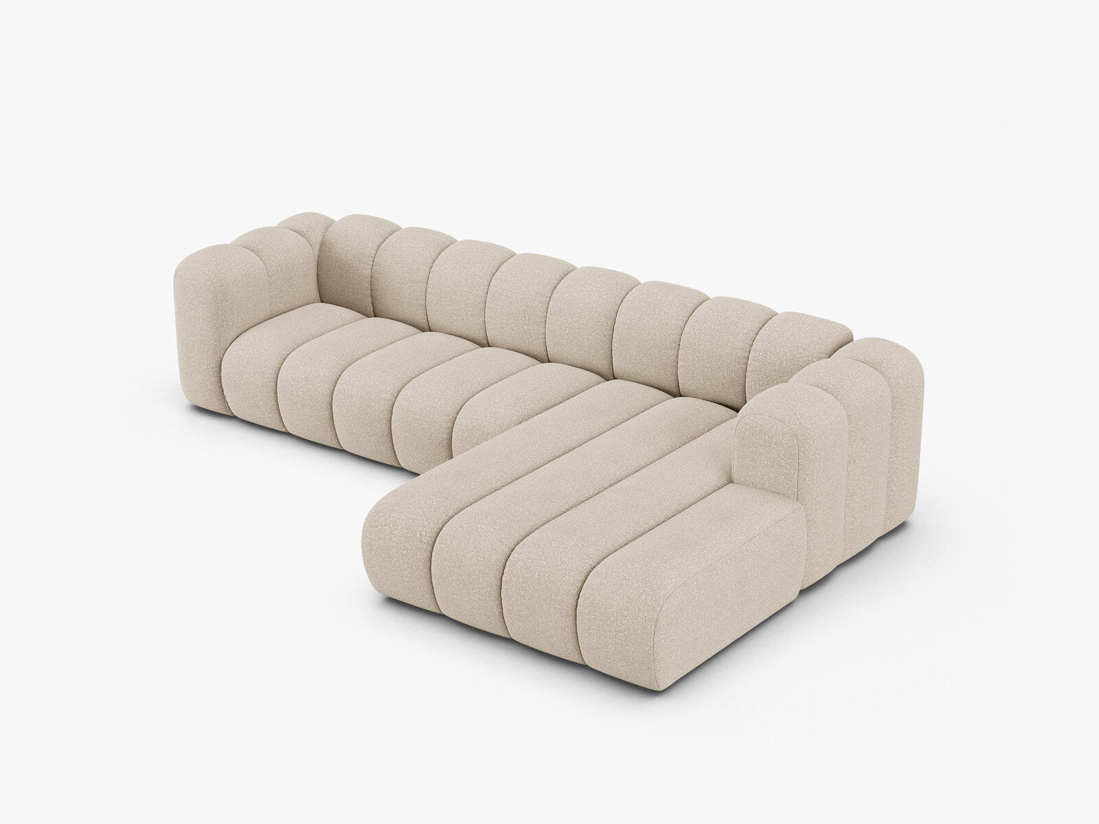 Micadoni Modulares Ecksofa Lupine 4-Sitzer Rechts Boucle Baloo Beige