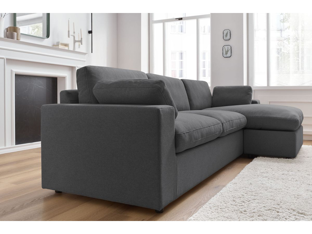 Bobochic Belair Ecksofa 280 × 139 cm Stoff Dunkelgrau