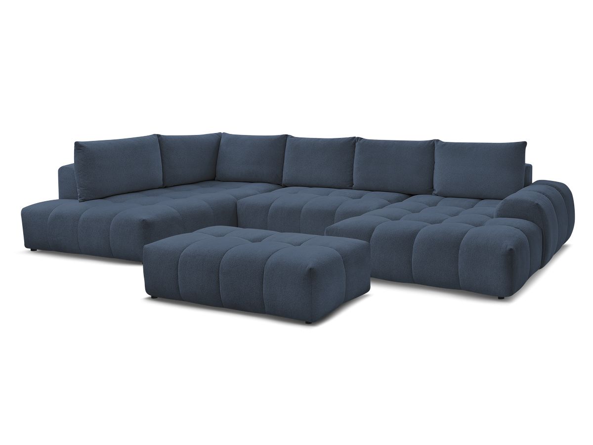 Bobochic Everest Wohnlandschaft mit Pouf, 6 Kissen Melange-Stoff Dunkelblau Ecke rechts
