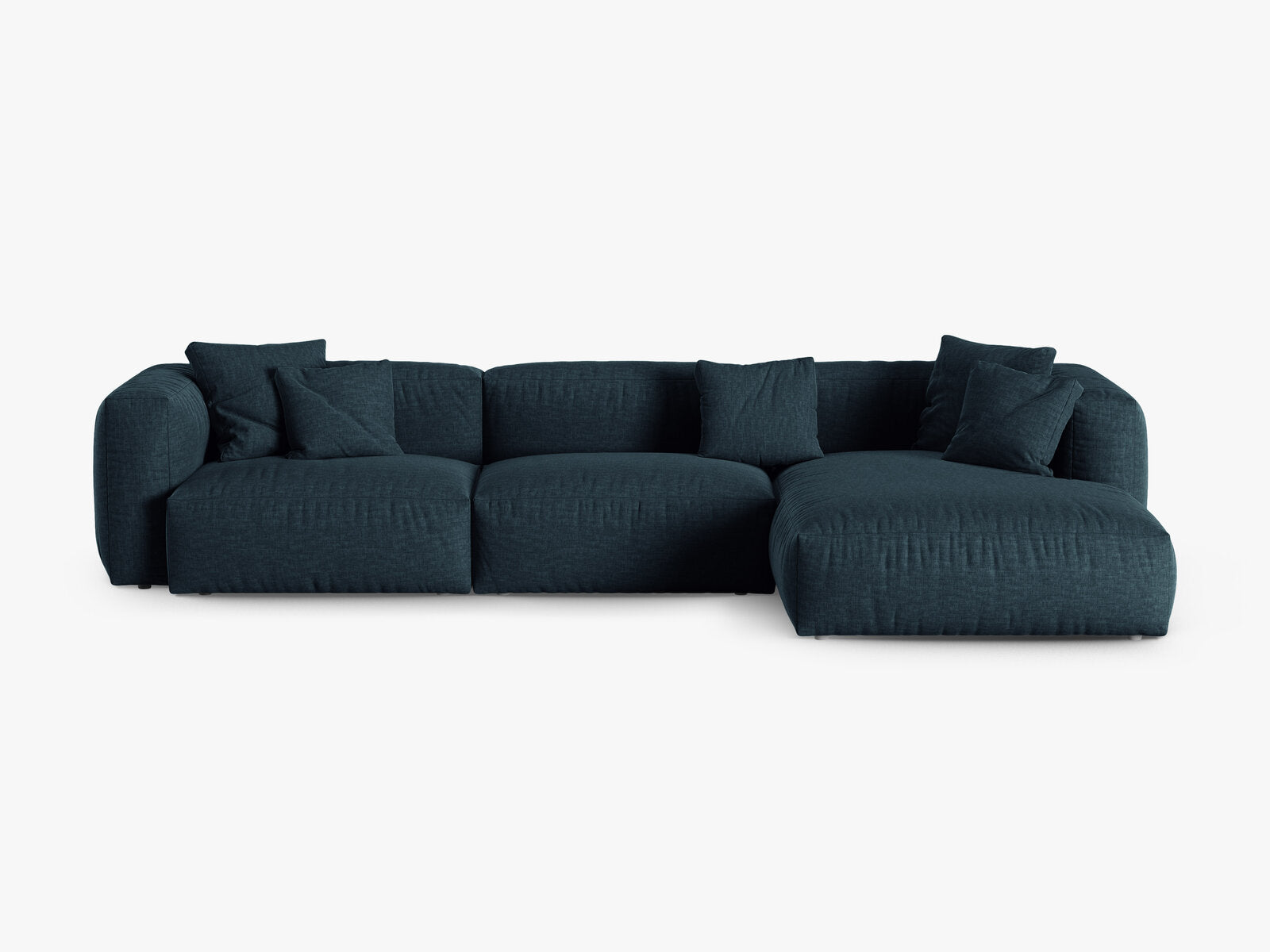 Micadoni Ecksofa Martina 3-Sitzer 90cm Sitztiefe Rechts Strukturierter Stoff Boston Jeansblau