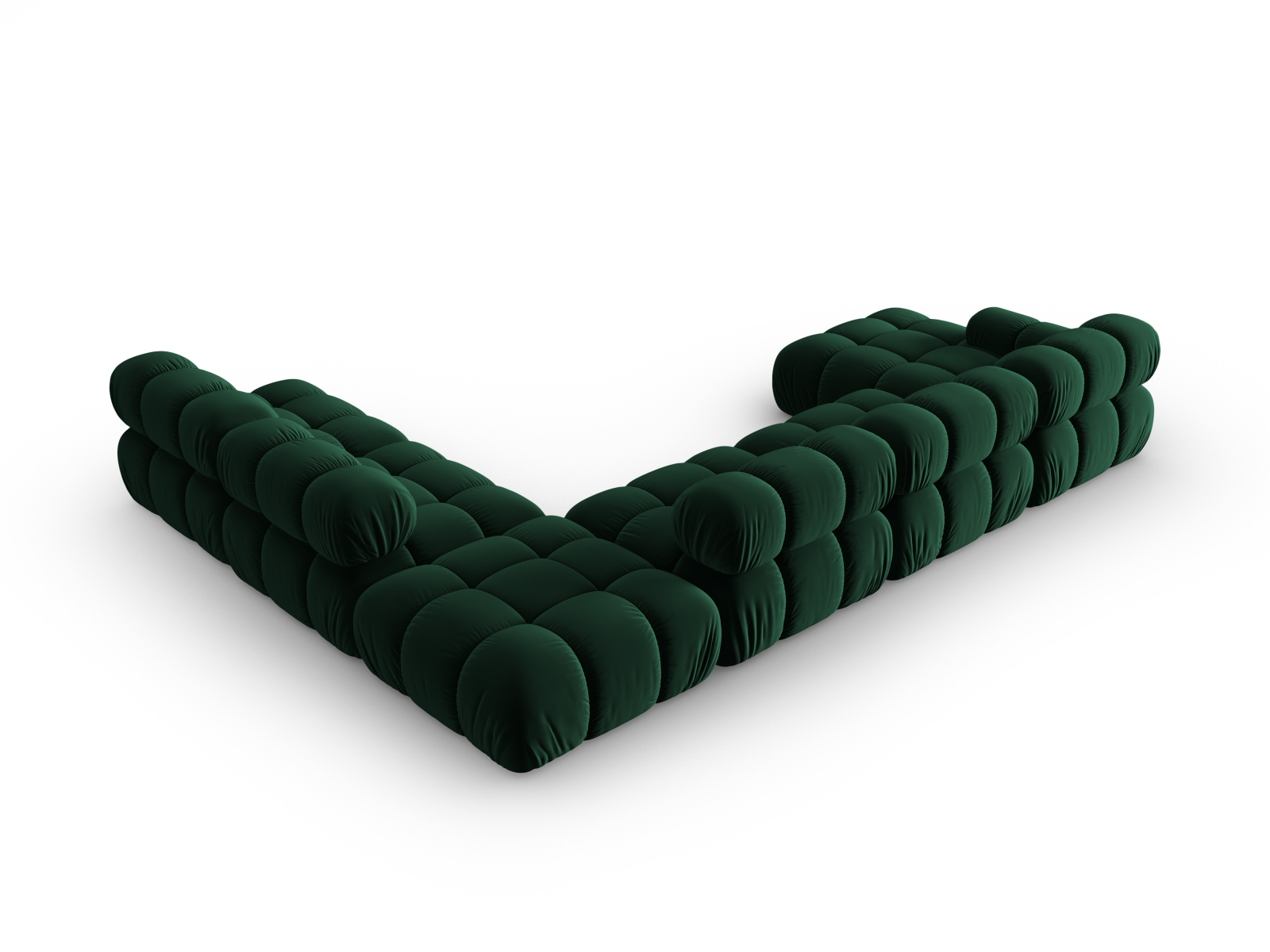 Micadoni Modulares Panorama Ecksofa Bellis 7-Sitzer Rechts Samt Bluvel Flaschengrün