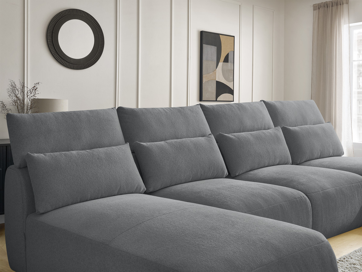 Bobochic Jana Wohnlandschaft mit kleinem Pouf Melange-Stoff Dunkelgrau