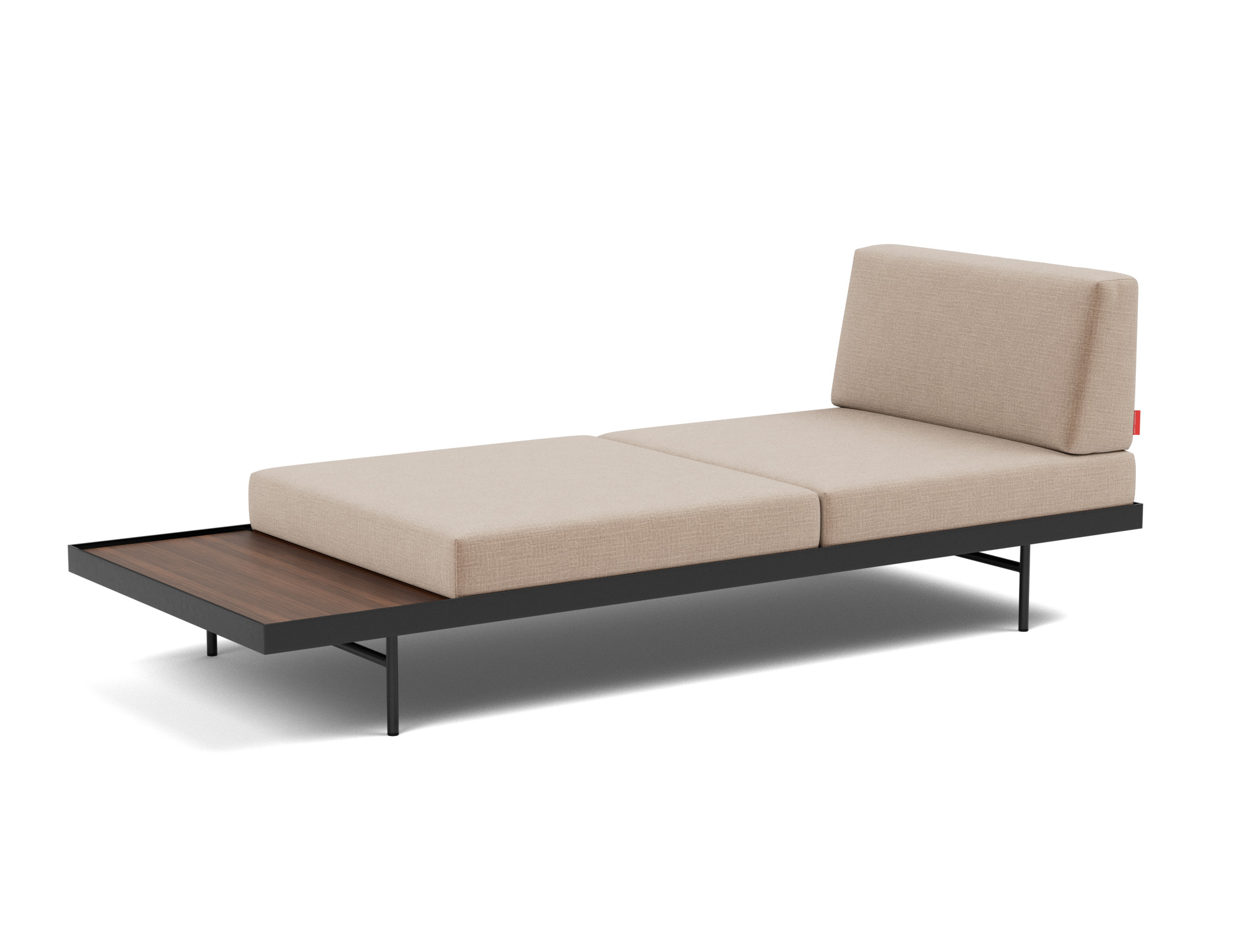 Tagesbett Puri Chenille Esina 417-Mocha Beine mit Nussbaumtisch