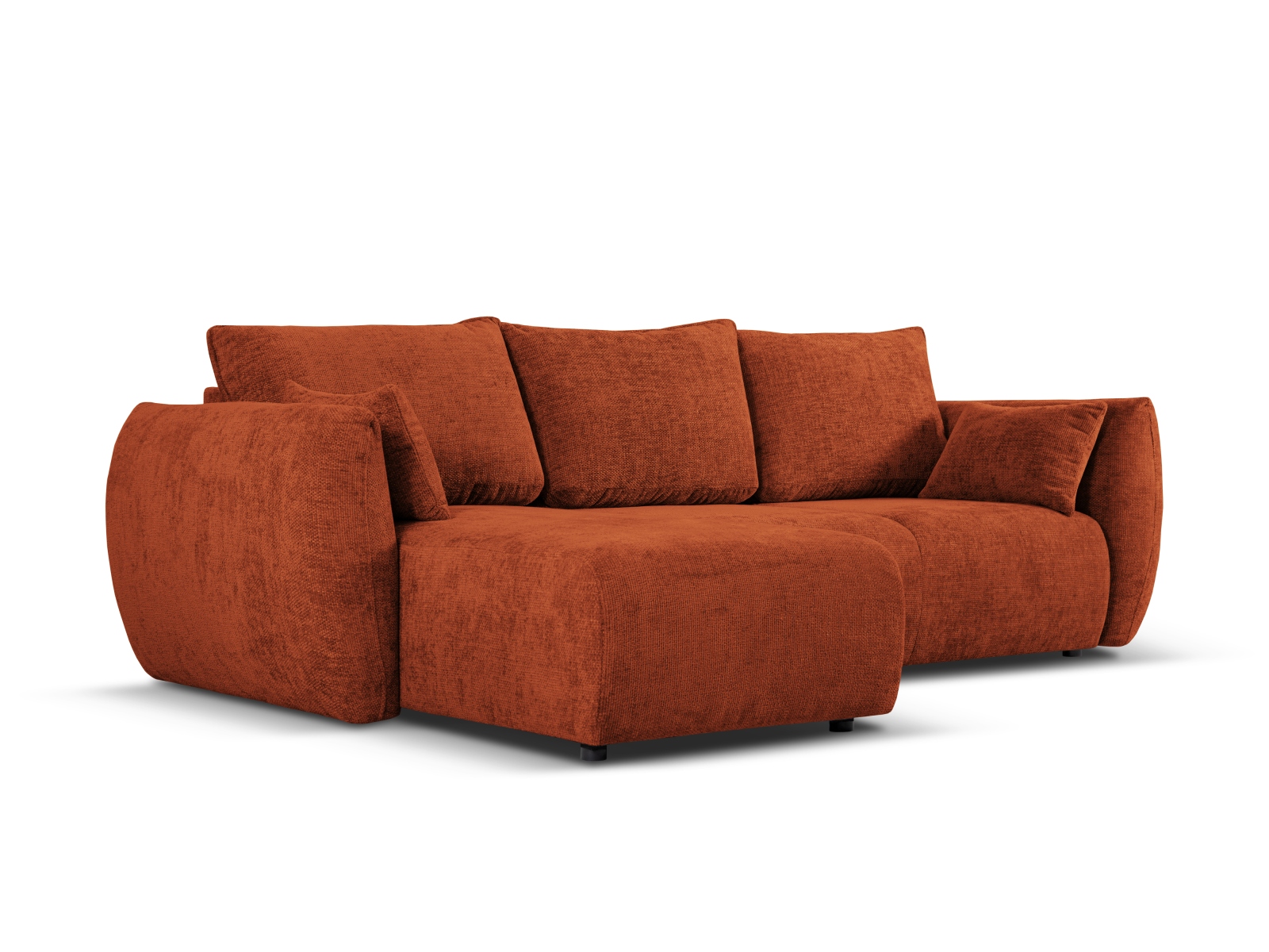 Cosmopolitan Design Ecksofa Matera 4-Sitzer mit Schlaffunktion Chenille Eden Ziegel Links