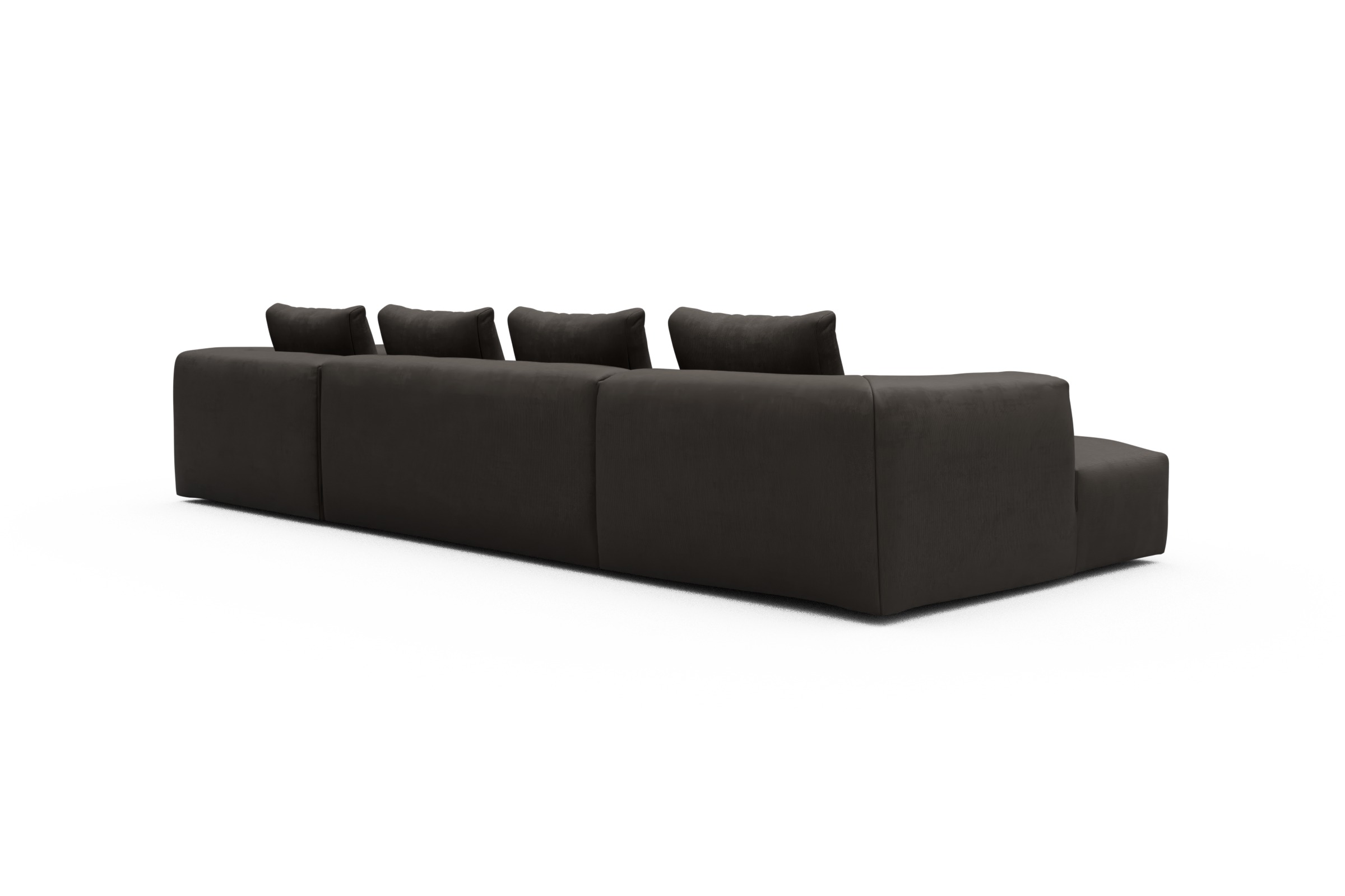 Wohnlandschaft Fred Relax-Ecke rechts mit 2-Sitzer und Chaiselongue links Cordufine-Taupe